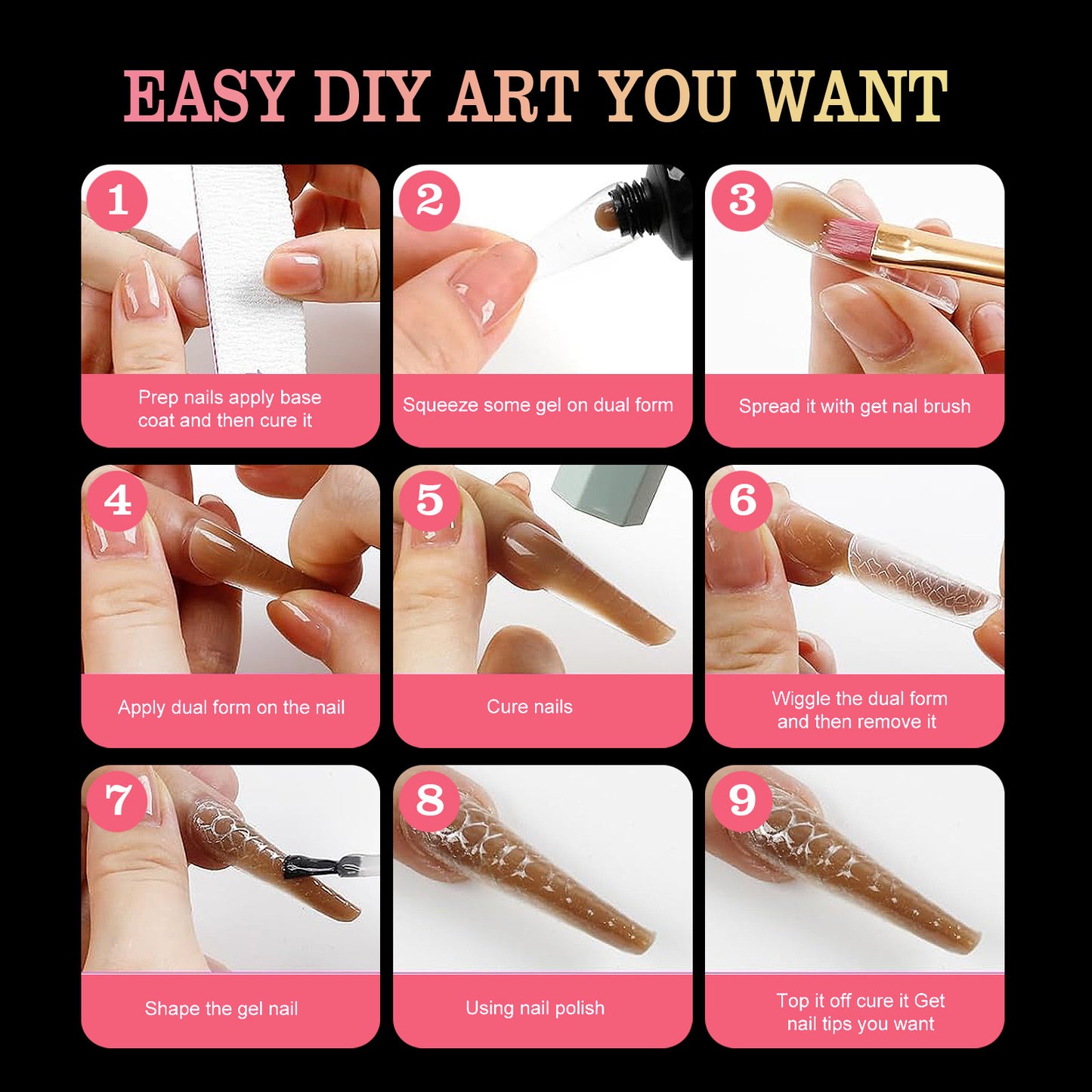 120PCS/Box 3D Snake Pattern Polygel Nails Forms