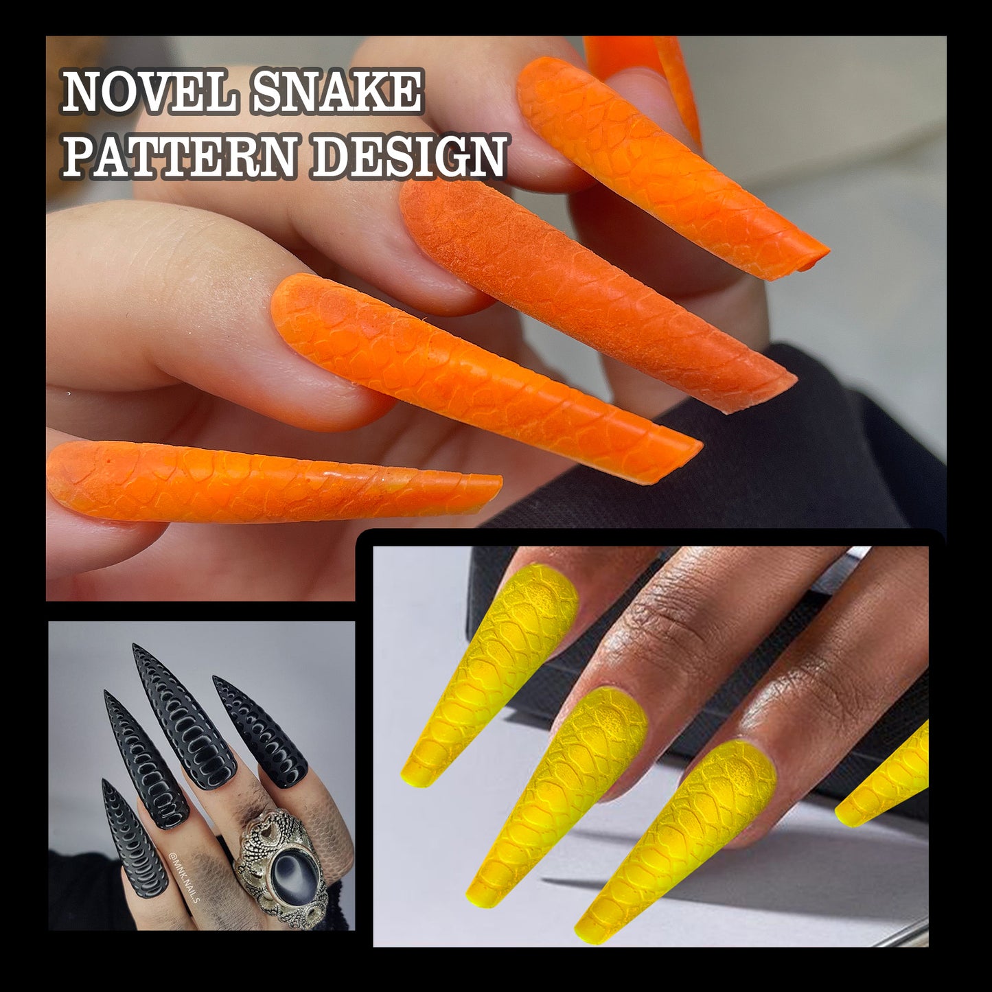 120PCS/Box 3D Snake Pattern Polygel Nails Forms