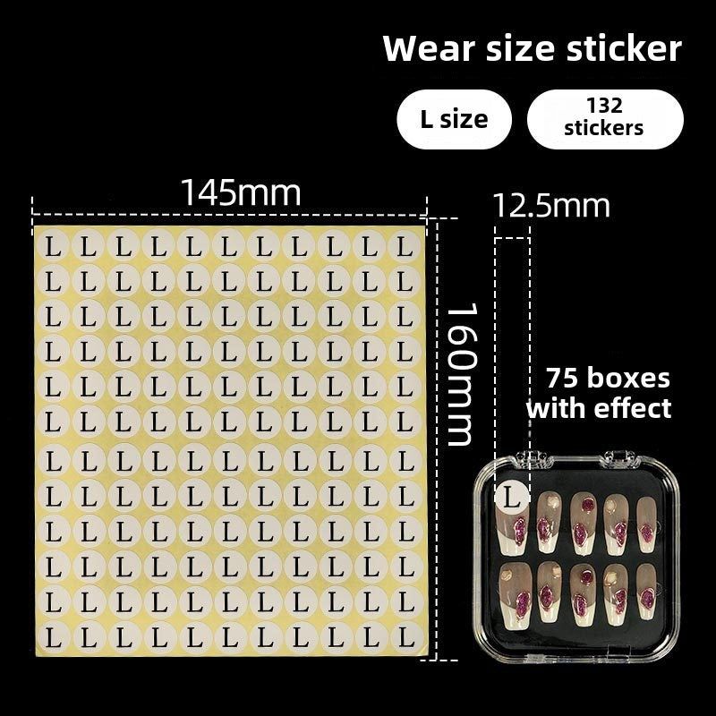 10PCS Assorted Nail Size Stickers XS/S/M/L