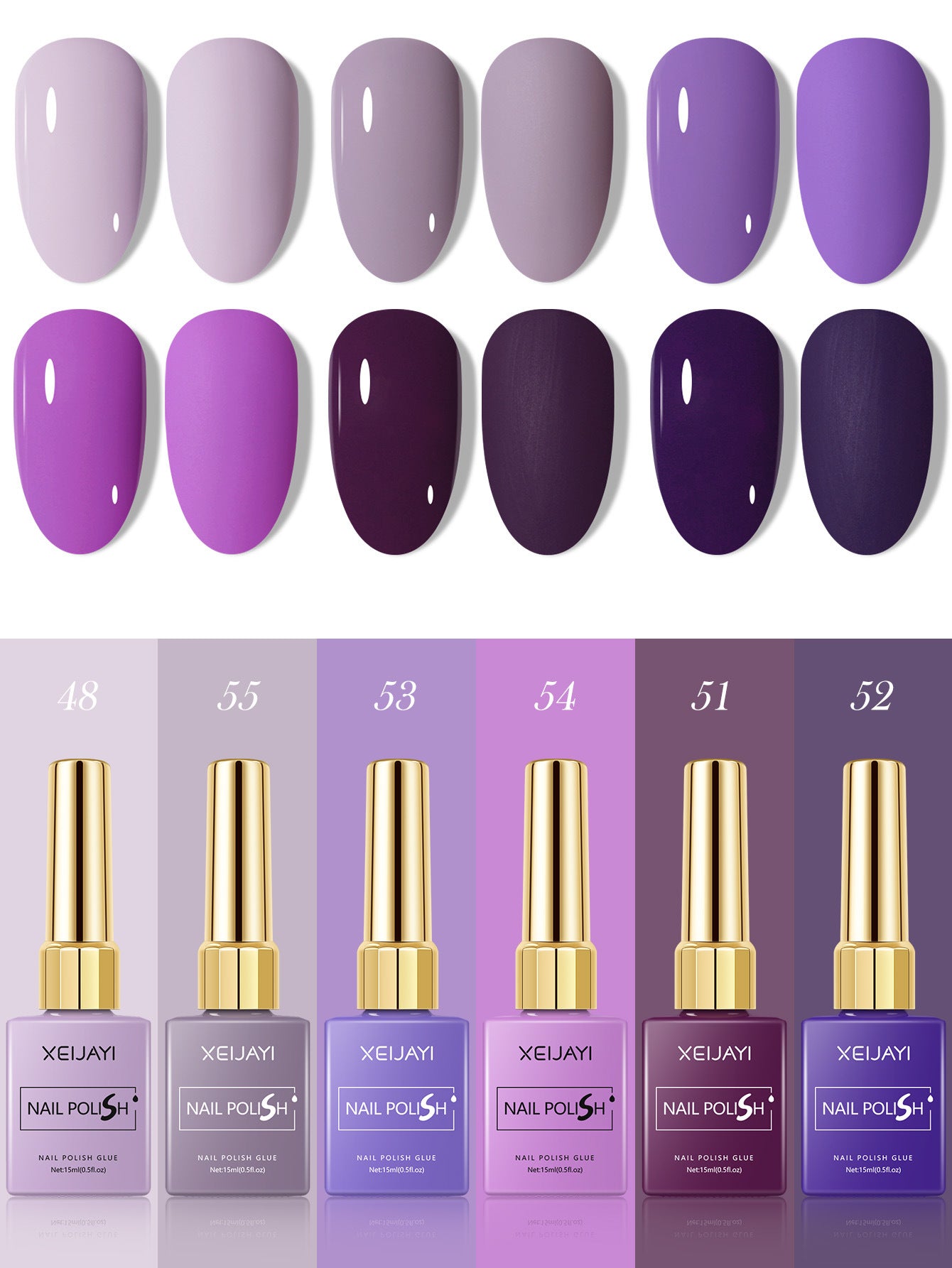 6 Colors Purple Series Gel Nail Polish