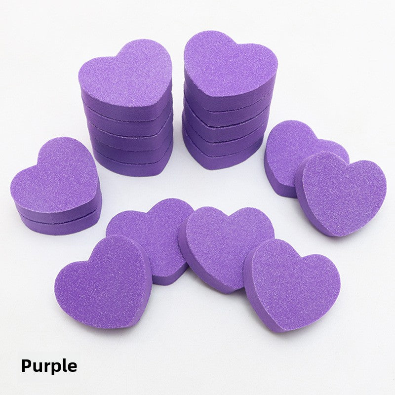 50PCS Heart Shape Mini Nail Buffer Block