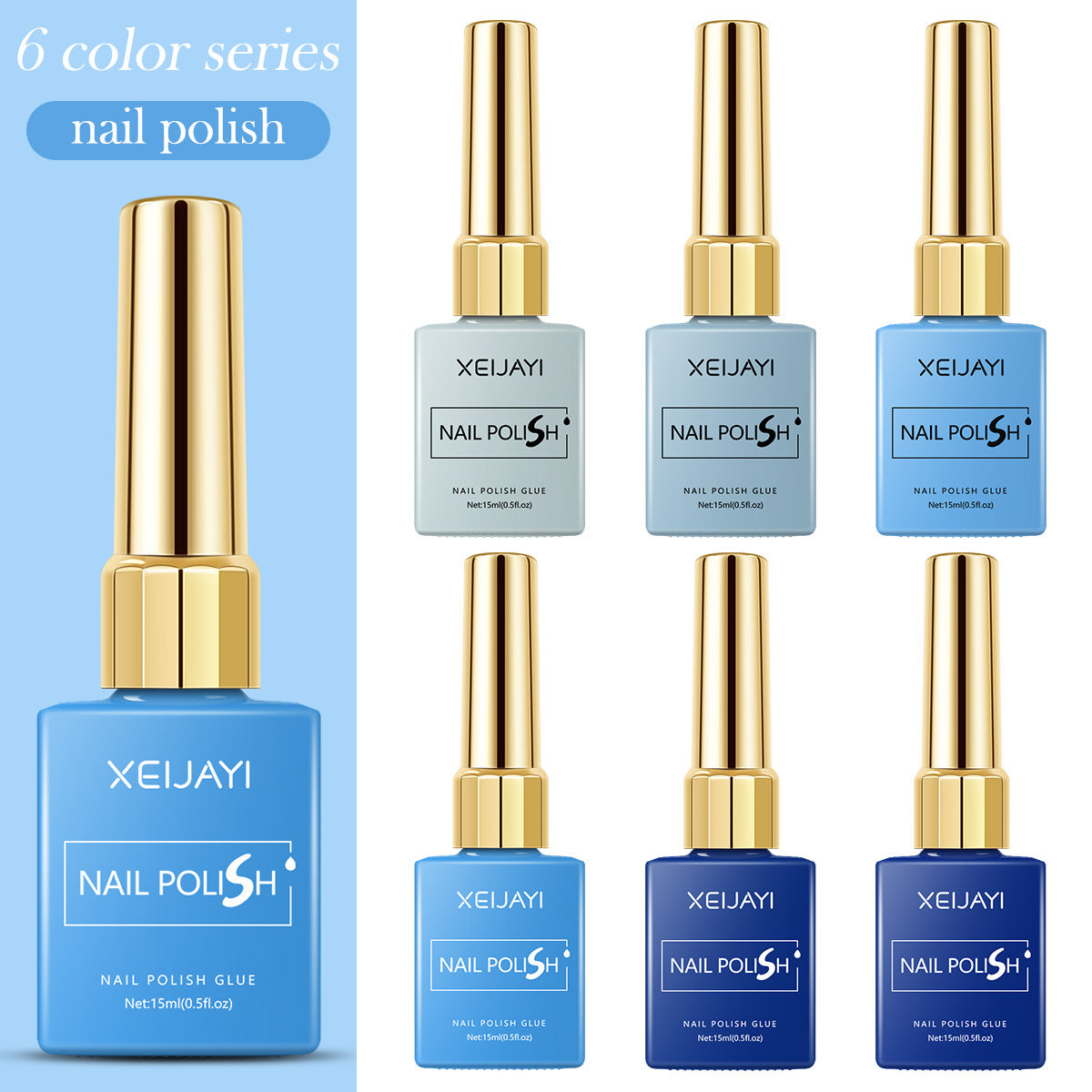 6 Colors Blue Series Gel Nail Polish