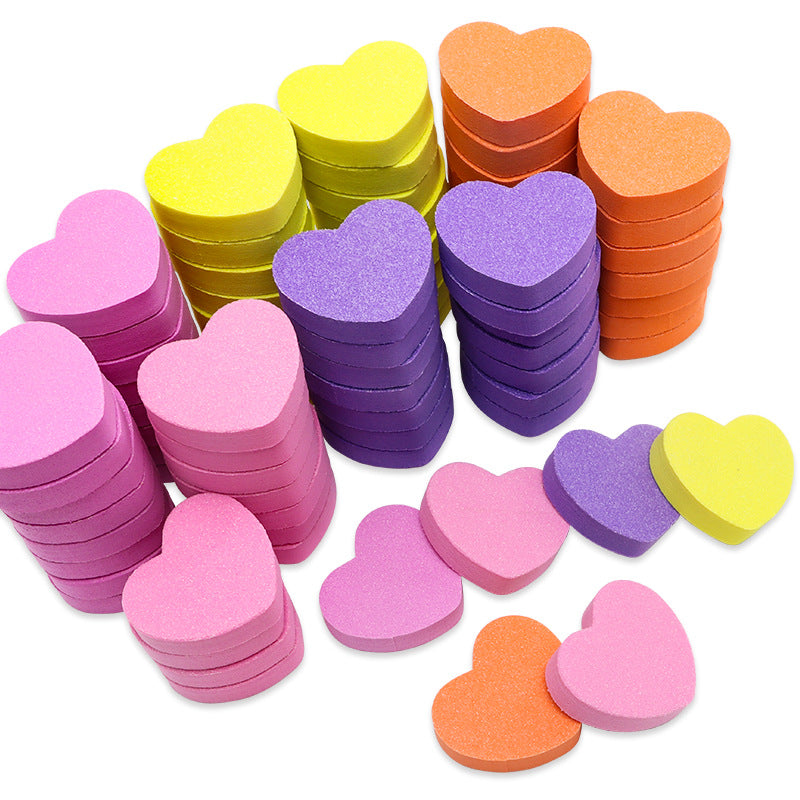50PCS Heart Shape Mini Nail Buffer Block