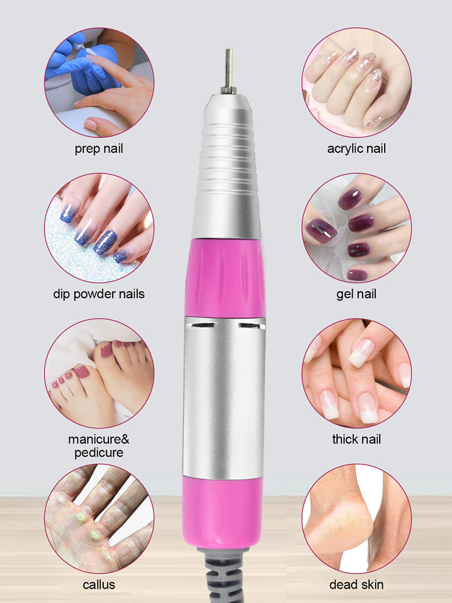 30W Professional Electric Nail File Efile Set with 6 Nail Drill Bits & Bands