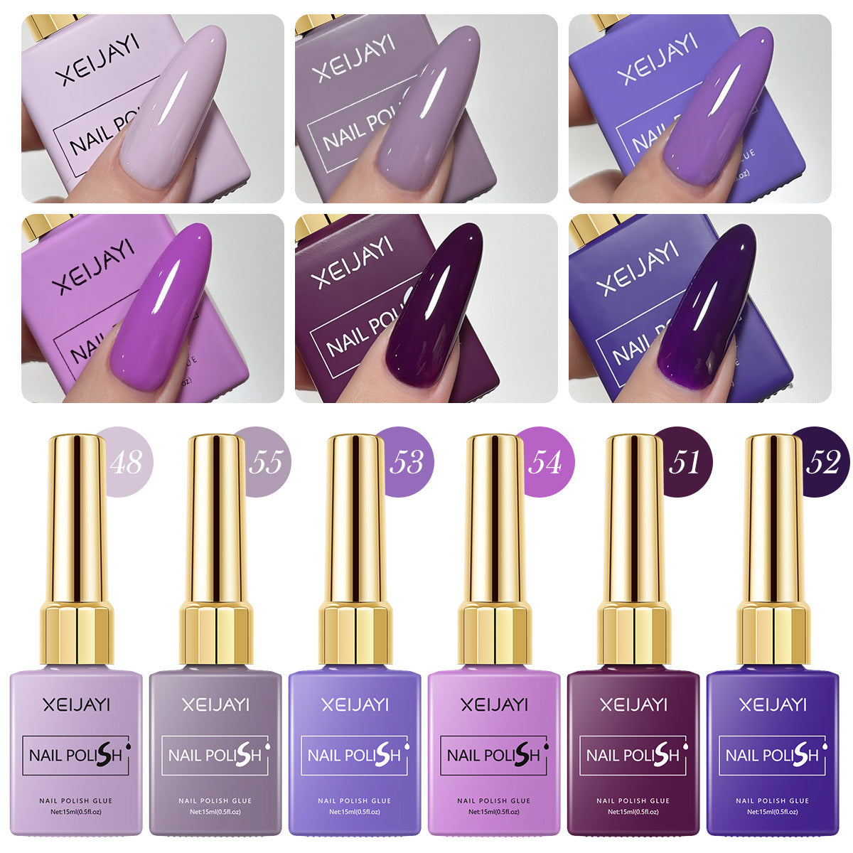 6 Colors Purple Series Gel Nail Polish
