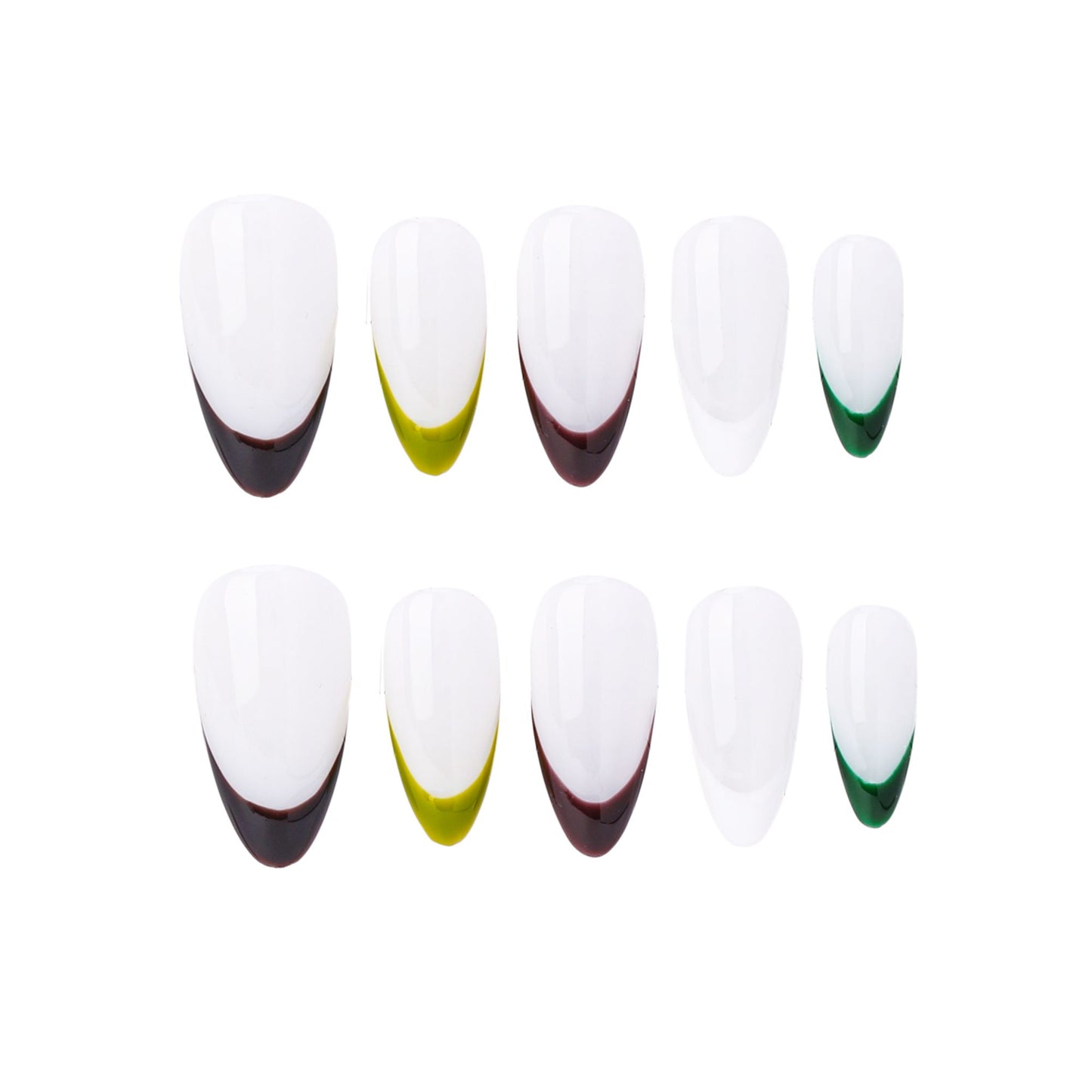 Almonds-Medium Nail-French Nail (10pcs) OMDXX018