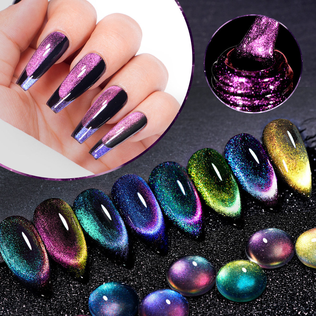 XEIJAYI 8 Colors Cat's Eye Gel Nail Polish Kit