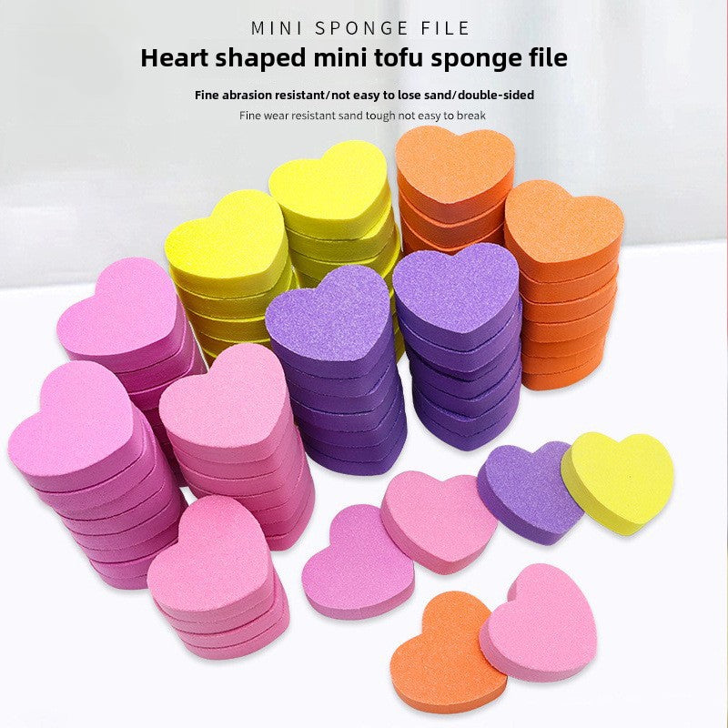 50PCS Heart Shape Mini Nail Buffer Block