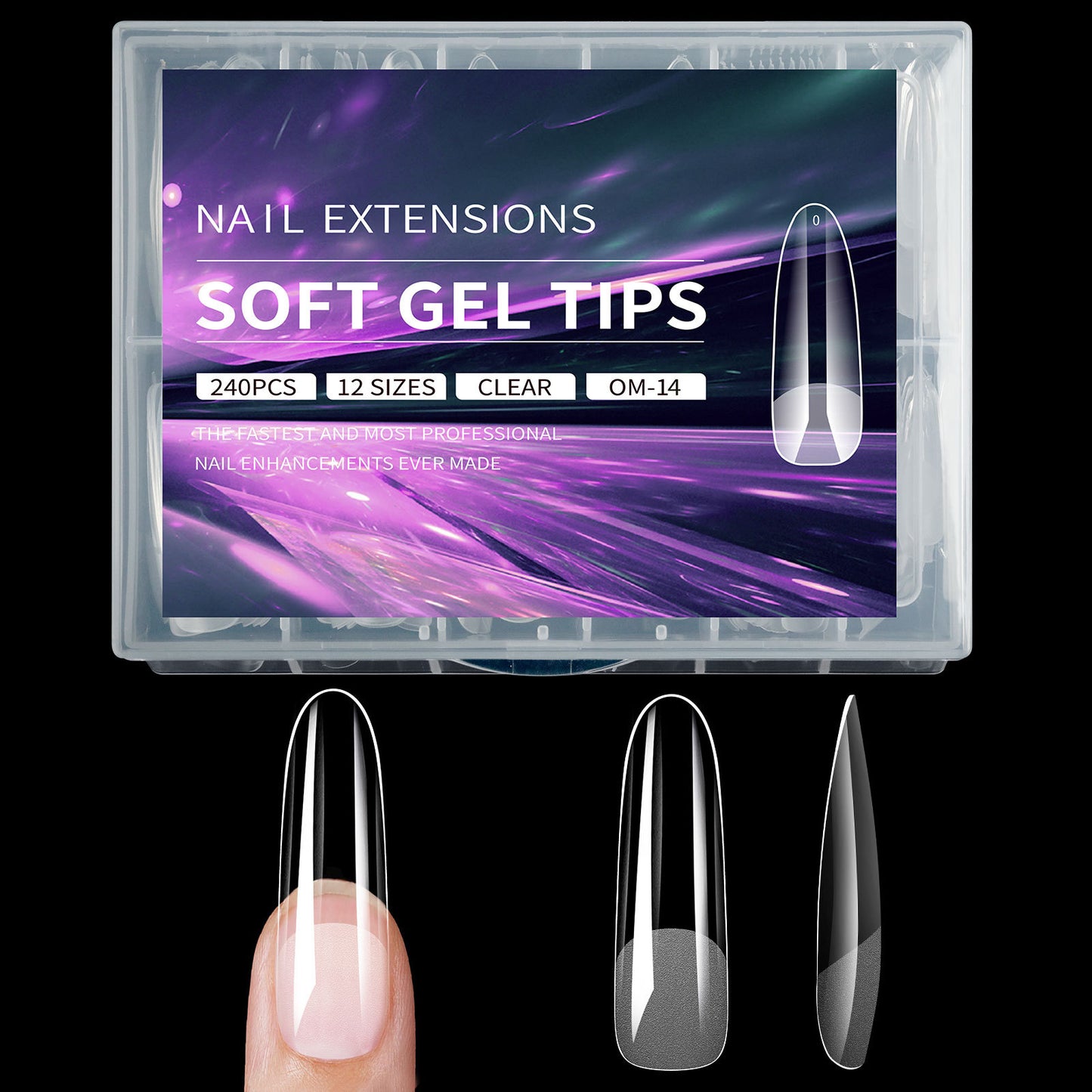 Durable blank soft gel nail tips 240pcs/box
