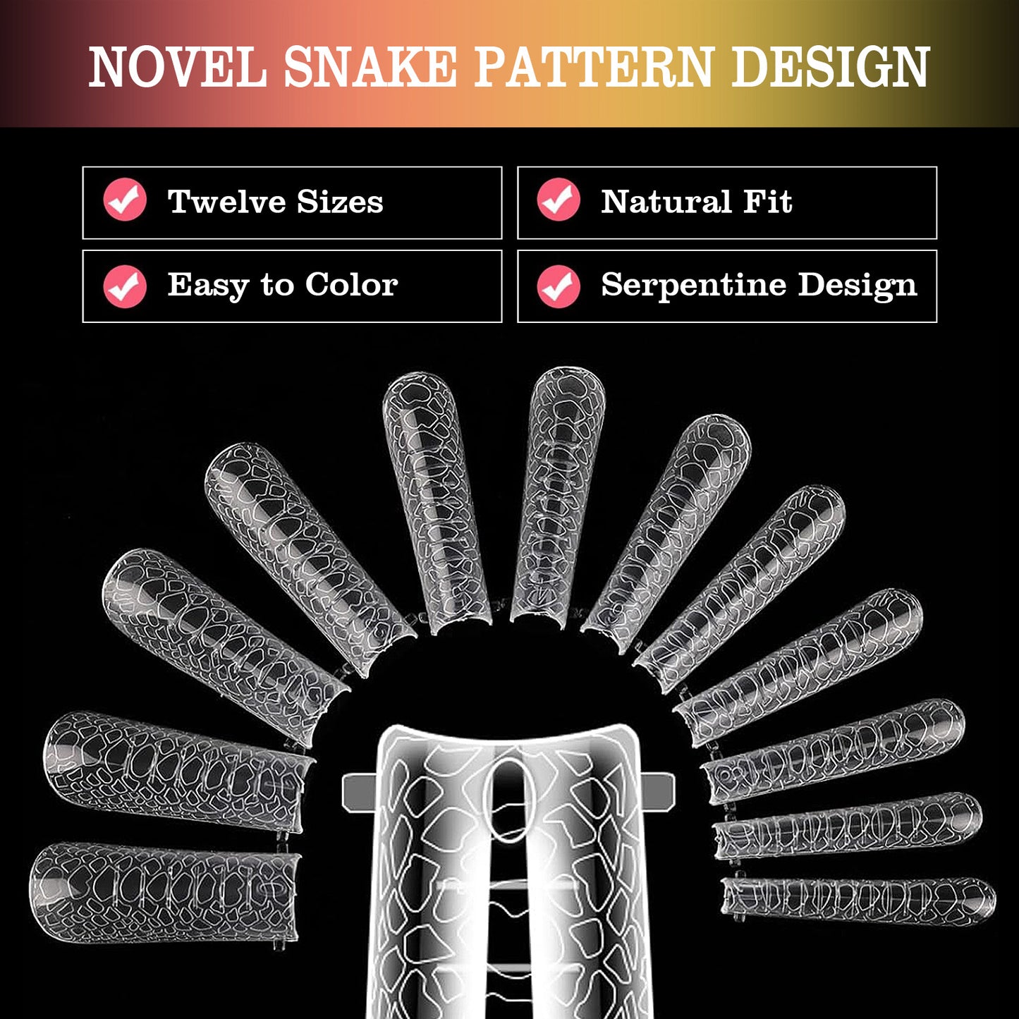 120PCS/Box 3D Snake Pattern Polygel Nails Forms