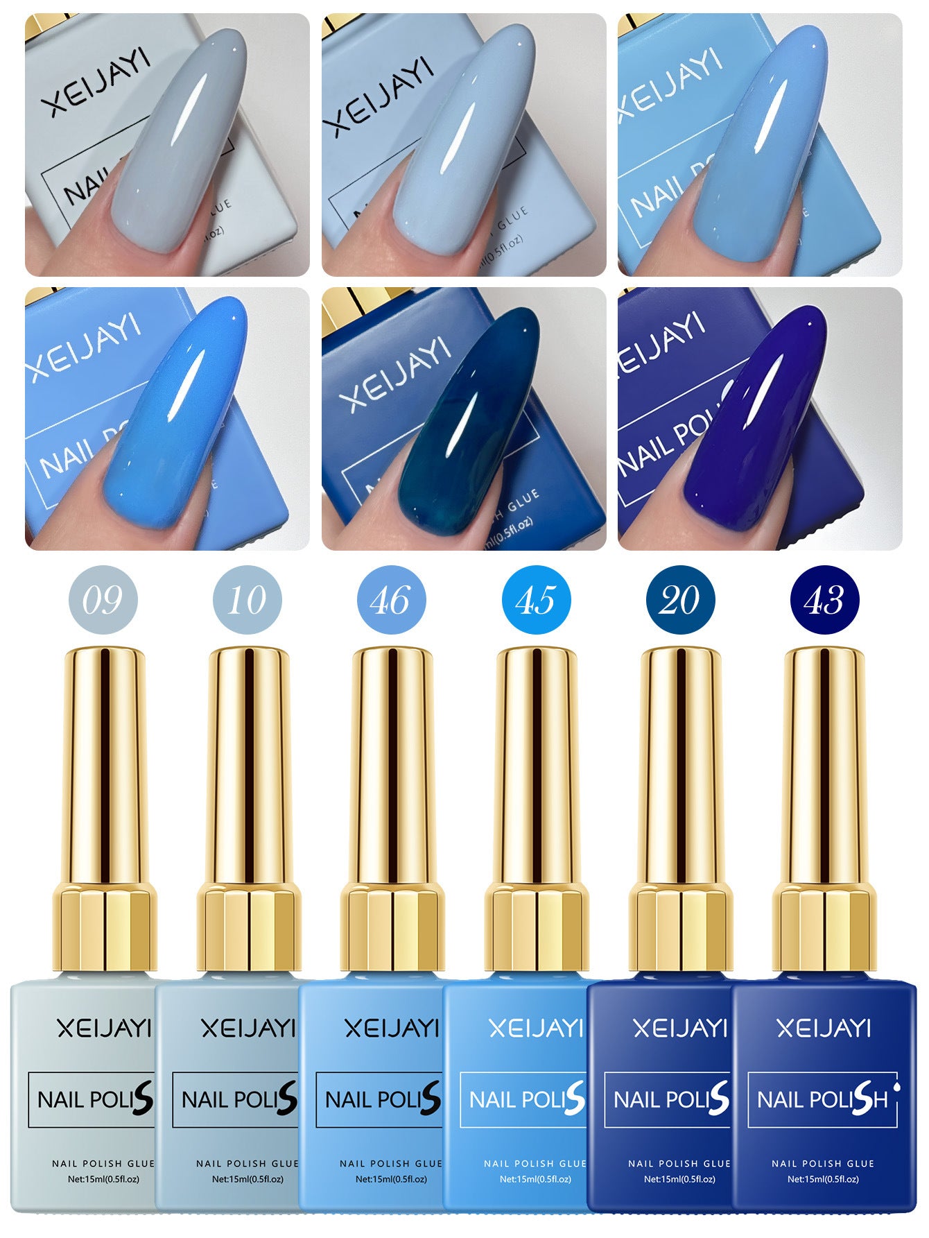 6 Colors Blue Series Gel Nail Polish
