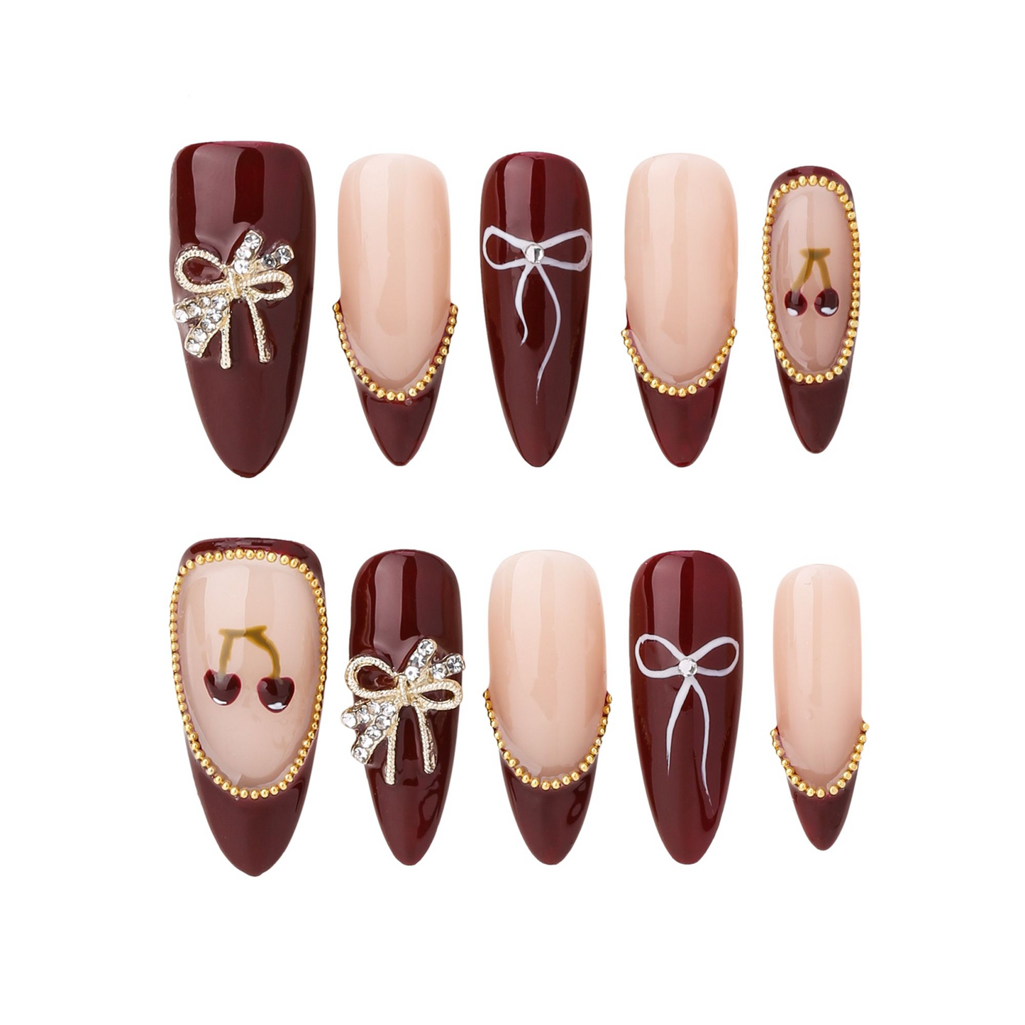 Oval-French Nail-3D (10pcs) GNGXX003
