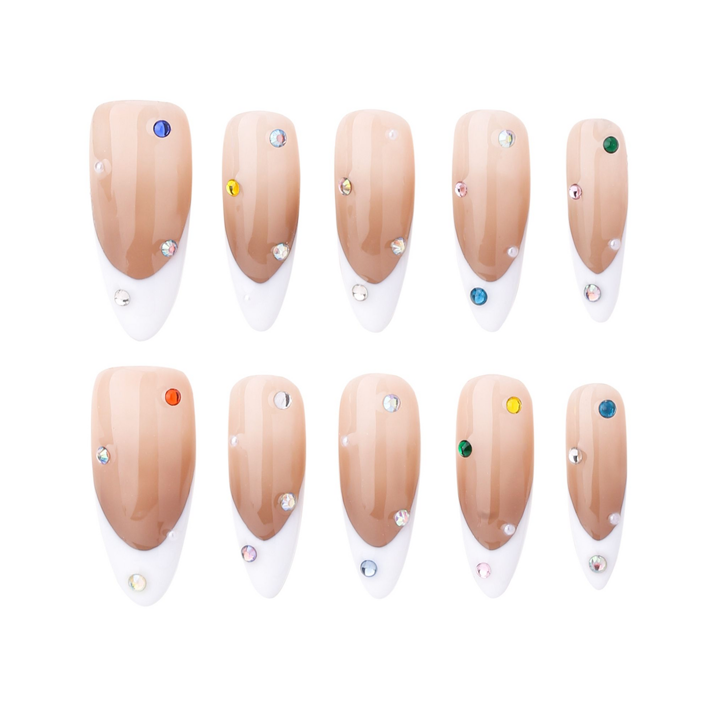 Oval-Long Nail-French Nail-Ombre (10pcs) OMZXX052