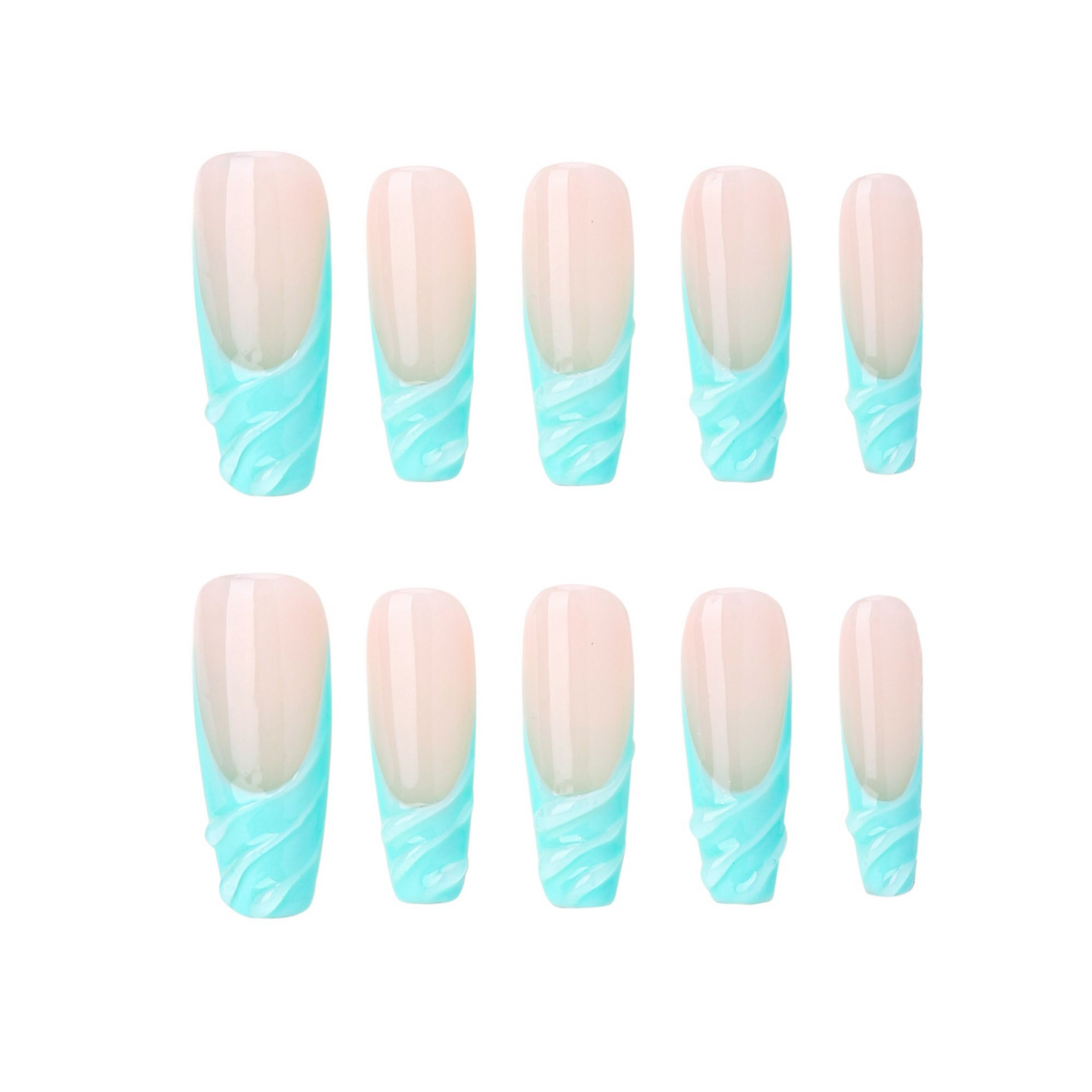 Coffin-Long Nail-French Nail (10pcs) OMZXX054
