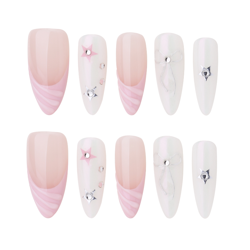 Oval-French Nail-Jump Color (10pcs) OMZXX039