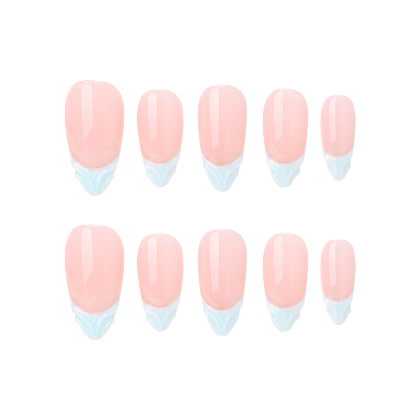 Almond-Mediuum Nail-French Nail-Freshness (10pcs) OMZXX019