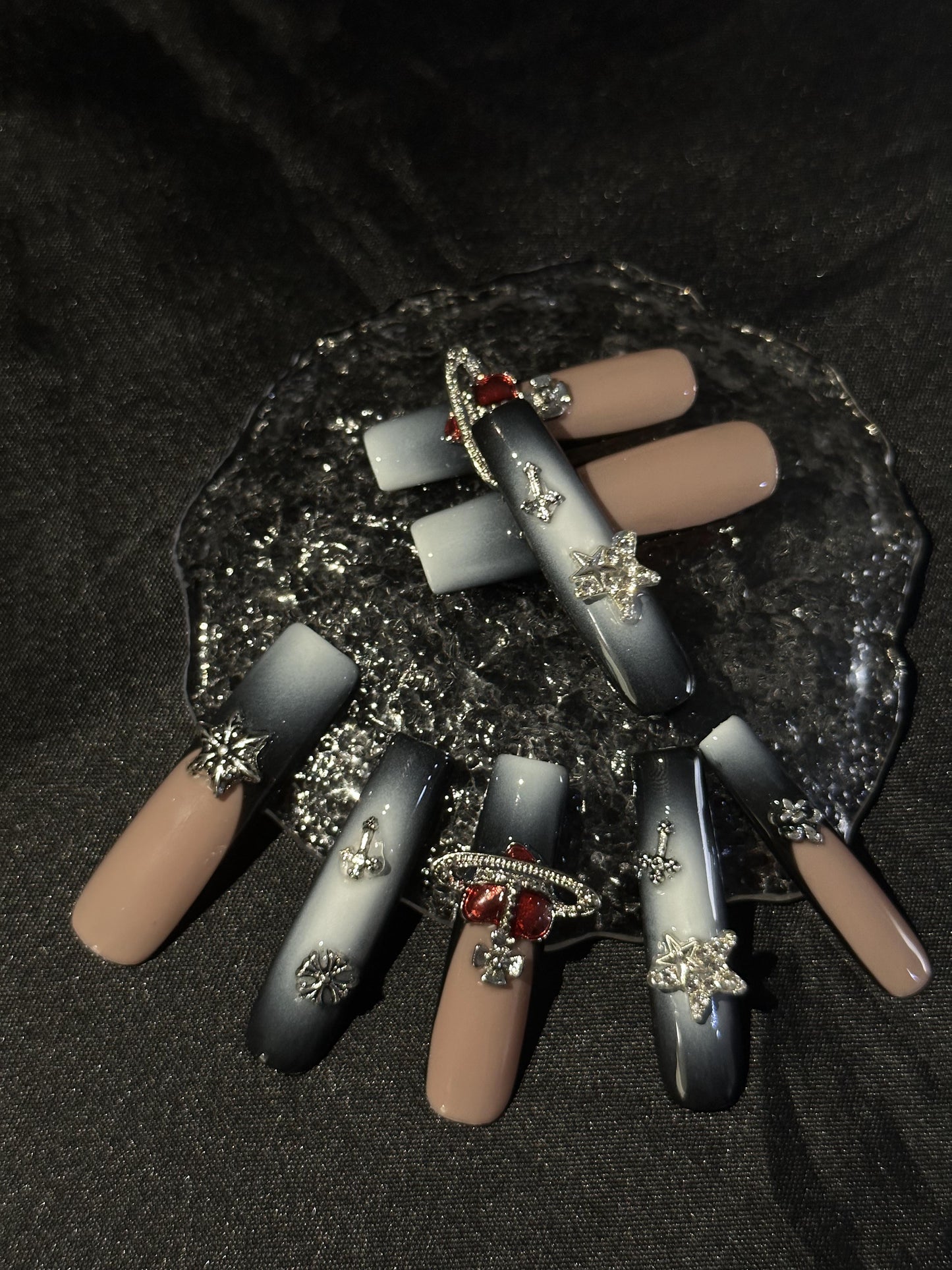 Stiletto-Long Nail-French Nail-Ombre-3D Art (10pcs) OMGXX39001