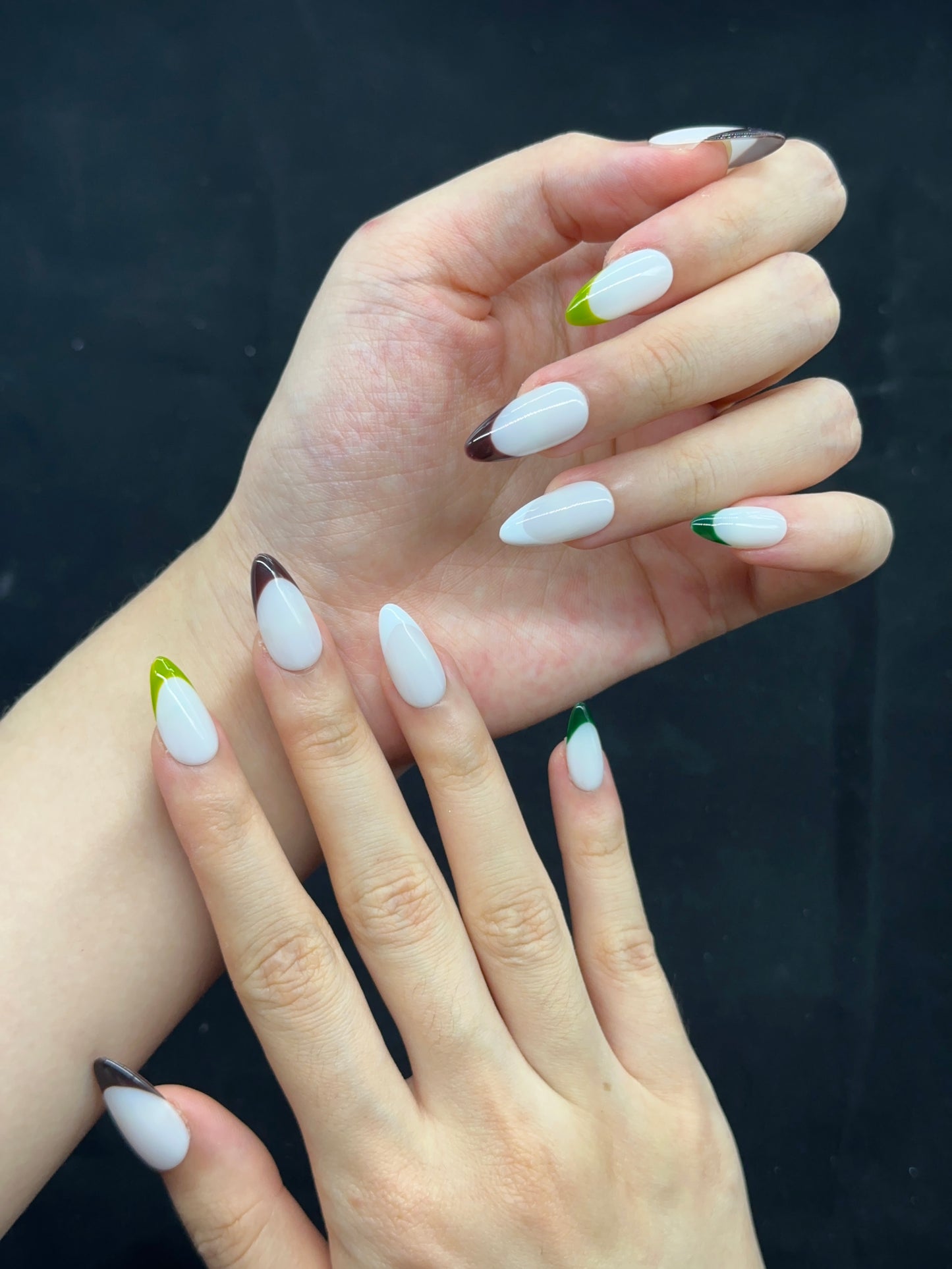 Almonds-Medium Nail-French Nail (10pcs) OMDXX018