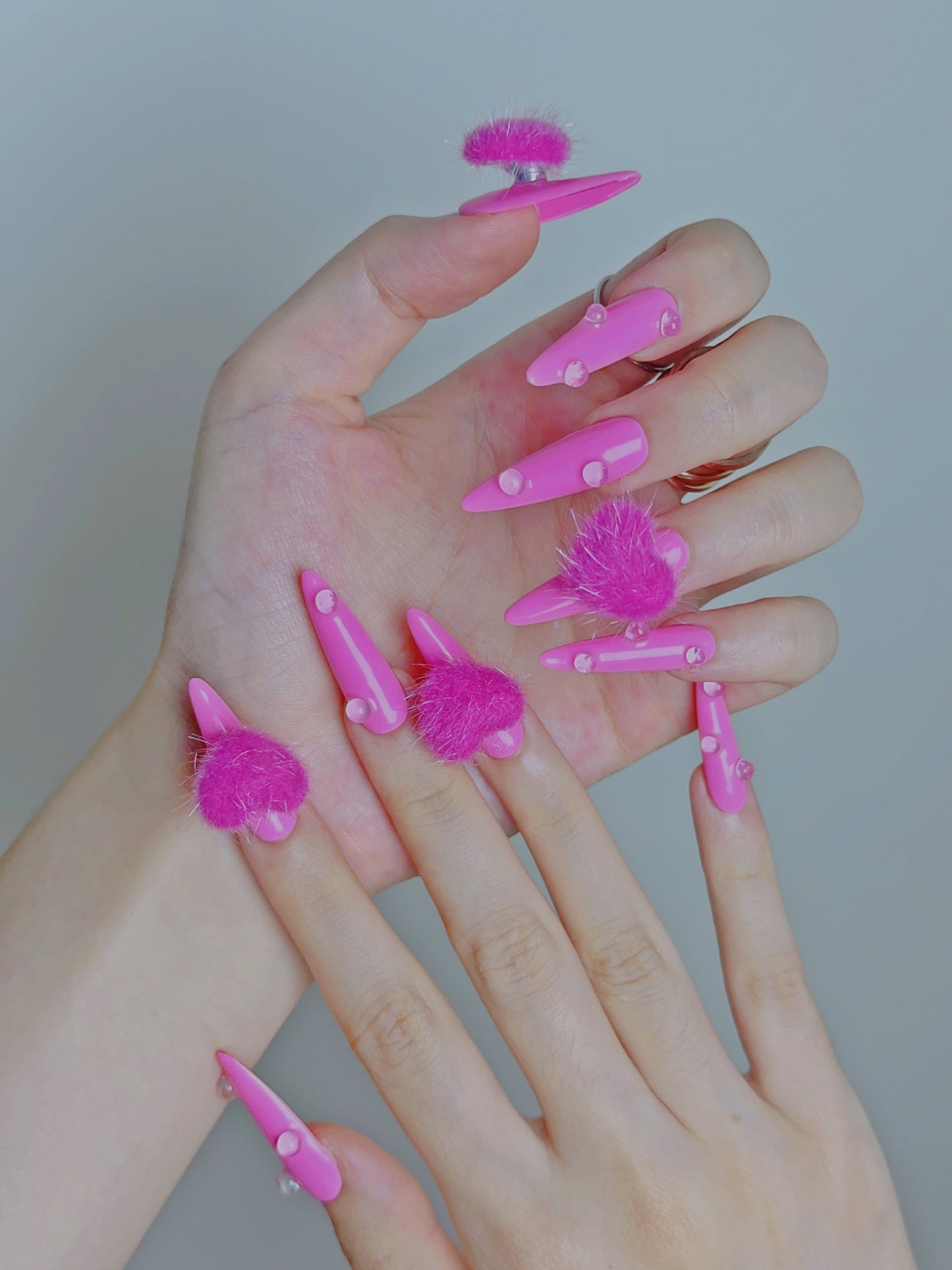 Stiletto-Long Nail-Rose Red-Love (10pcs) OM30XX017