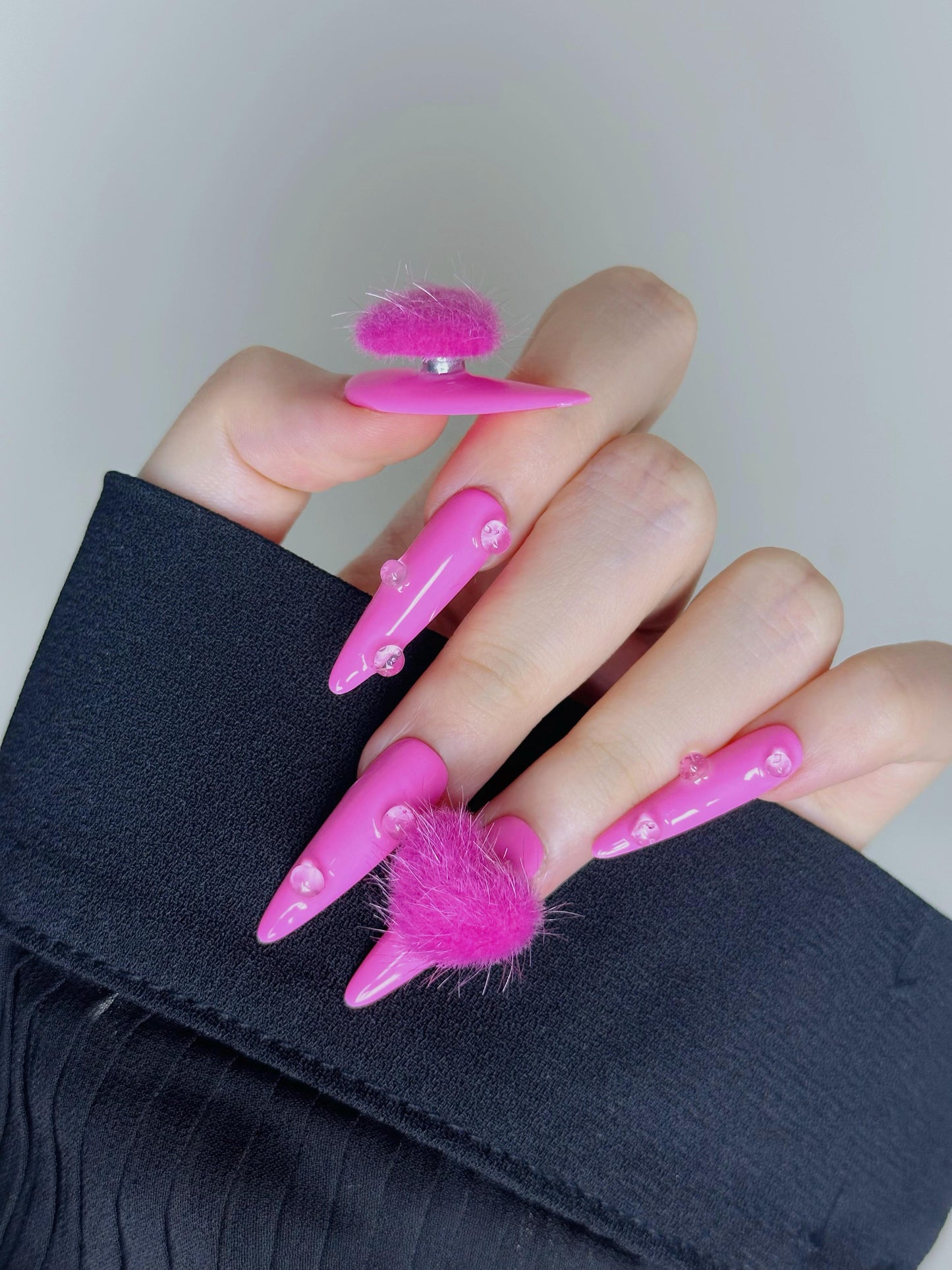 Stiletto-Long Nail-Rose Red-Love (10pcs) OM30XX017