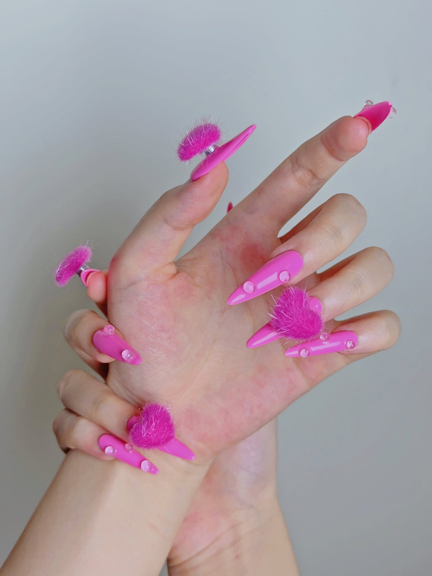 Stiletto-Long Nail-Rose Red-Love (10pcs) OM30XX017