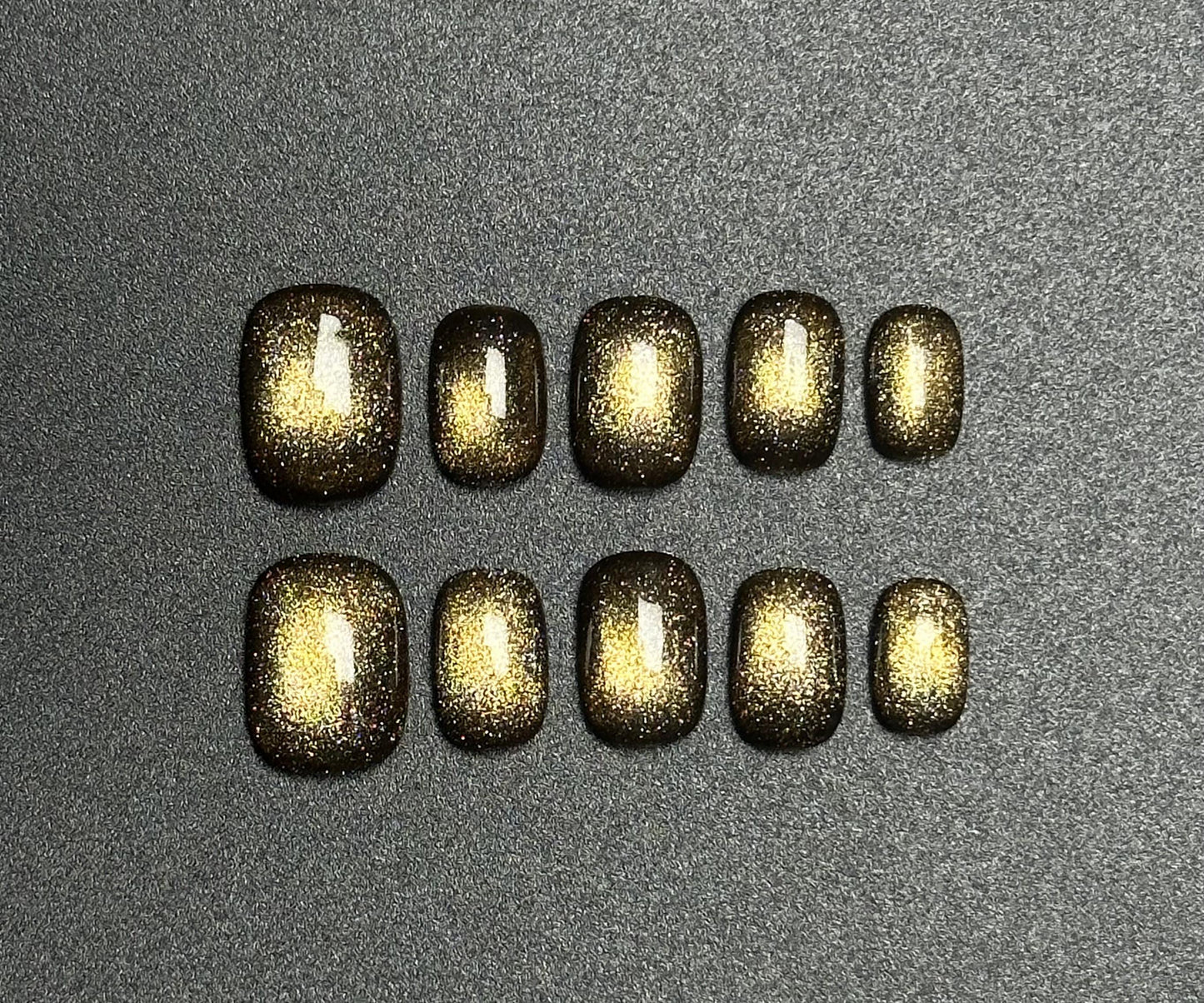 Squoval-Short Nail-Cat's Eye (10pcs) OMDXX081