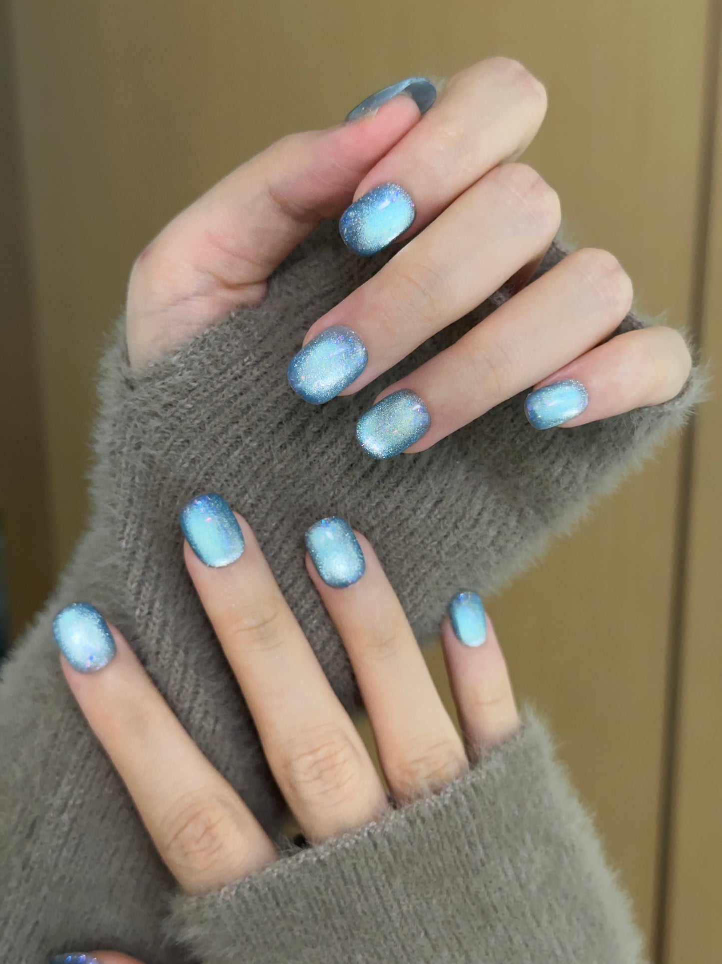 Squoval-Short Nail-Cat's Eye (10pcs) OMDXX091