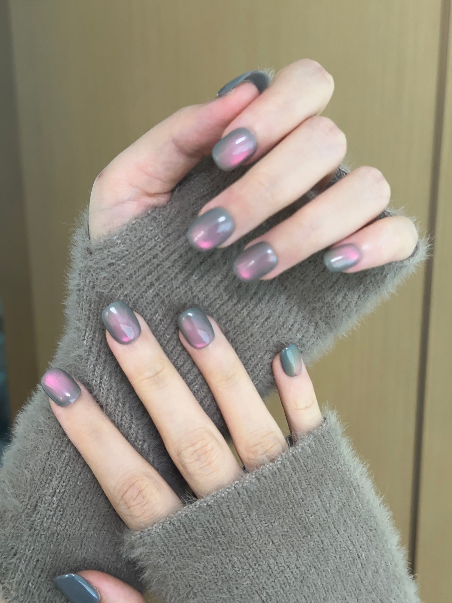 Squoval-Short Nail-Cat's Eye (10pcs) OMDXX089