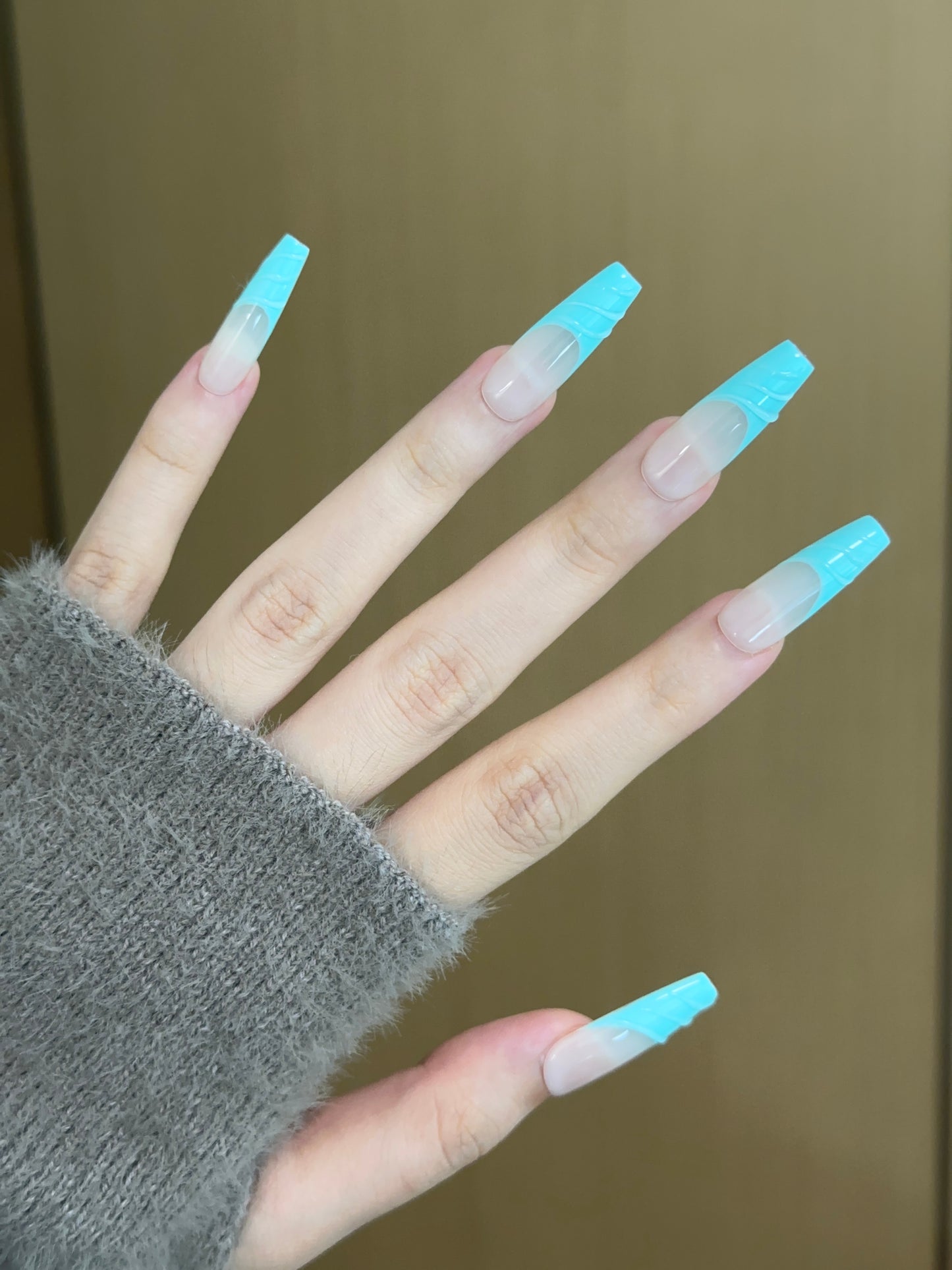Coffin-Long Nail-French Nail (10pcs) OMZXX054