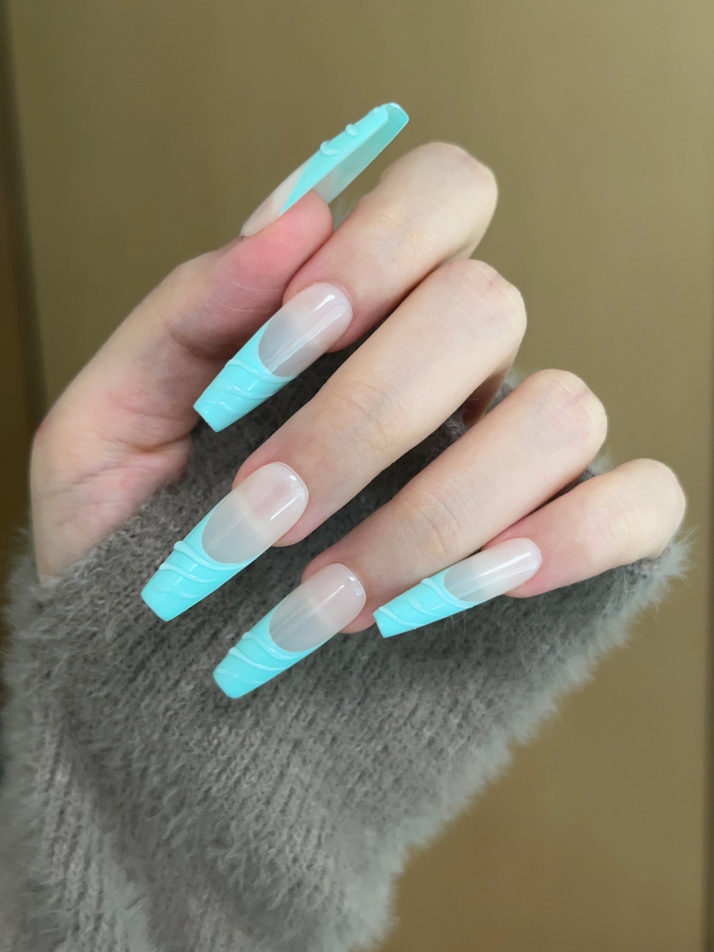 Coffin-Long Nail-French Nail (10pcs) OMZXX054