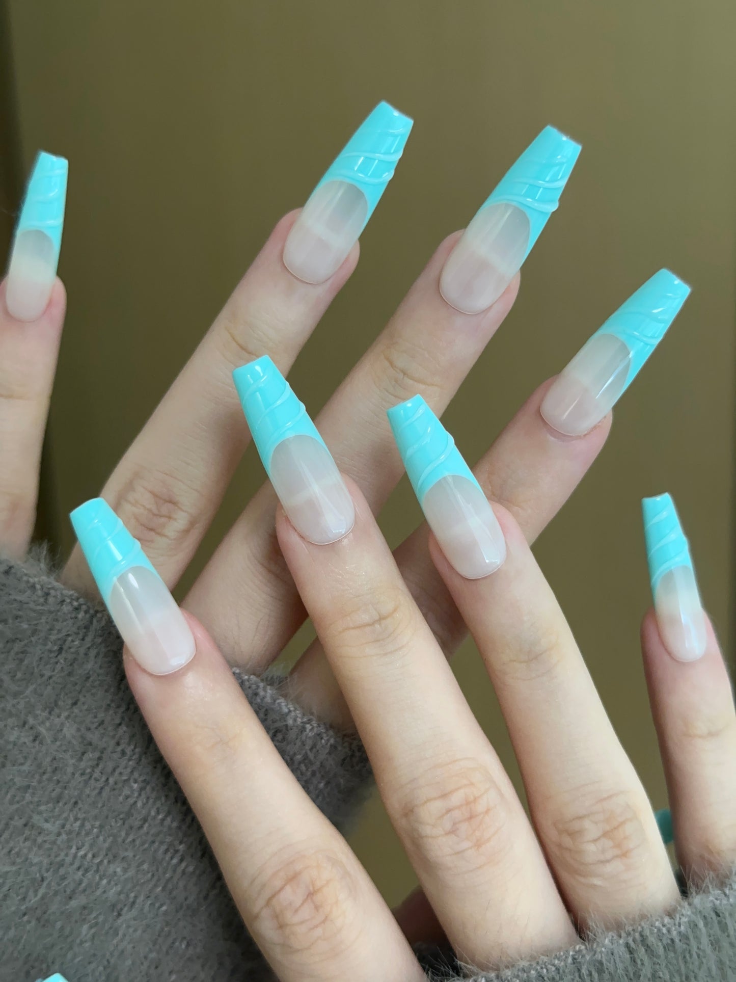 Coffin-Long Nail-French Nail (10pcs) OMZXX054