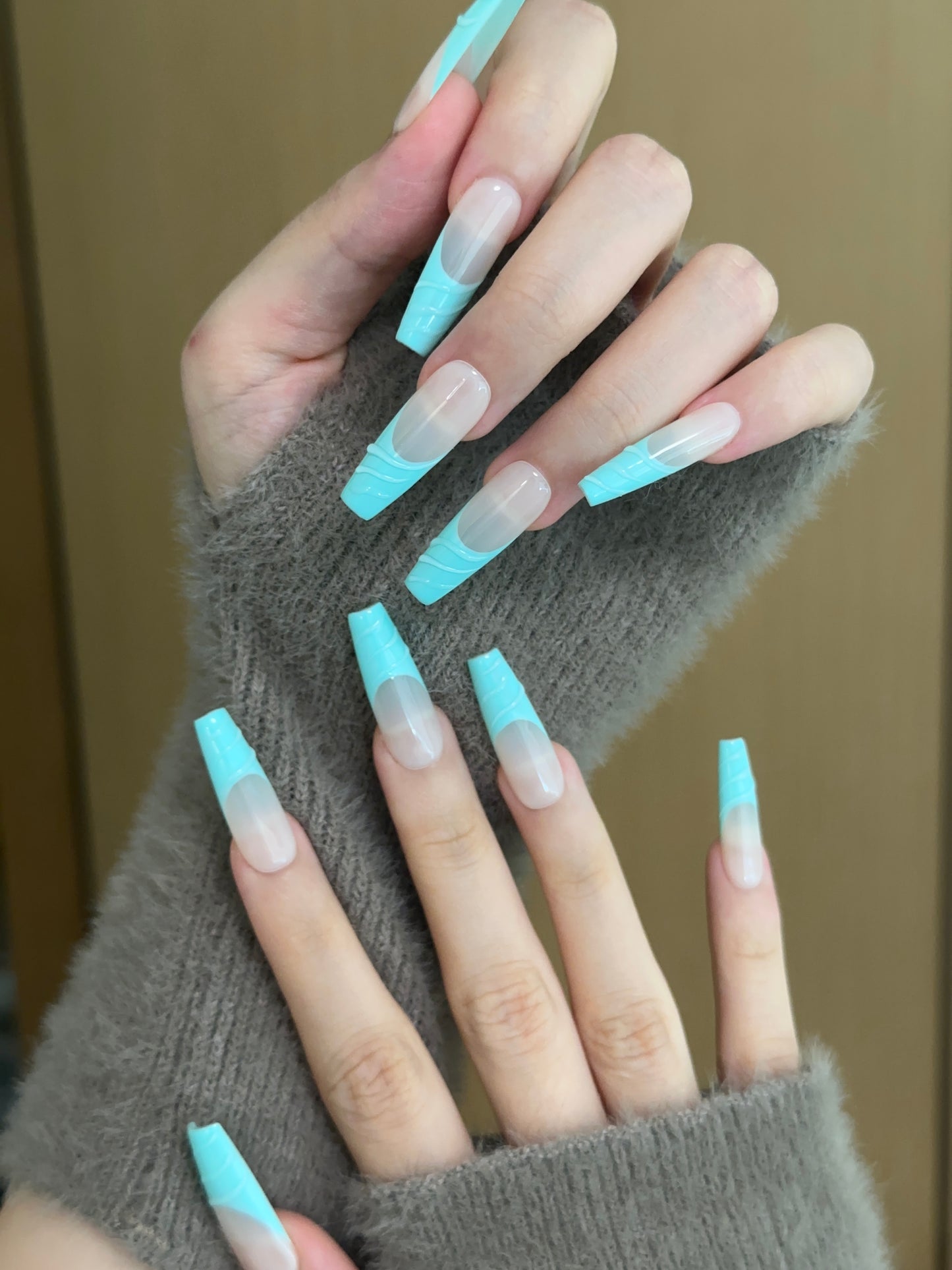 Coffin-Long Nail-French Nail (10pcs) OMZXX054