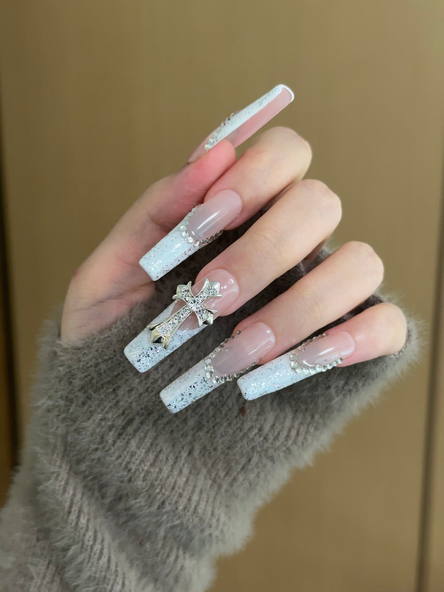 Coffin-Long Nail-French Nail-3D Art (10pcs) OMGXX36001