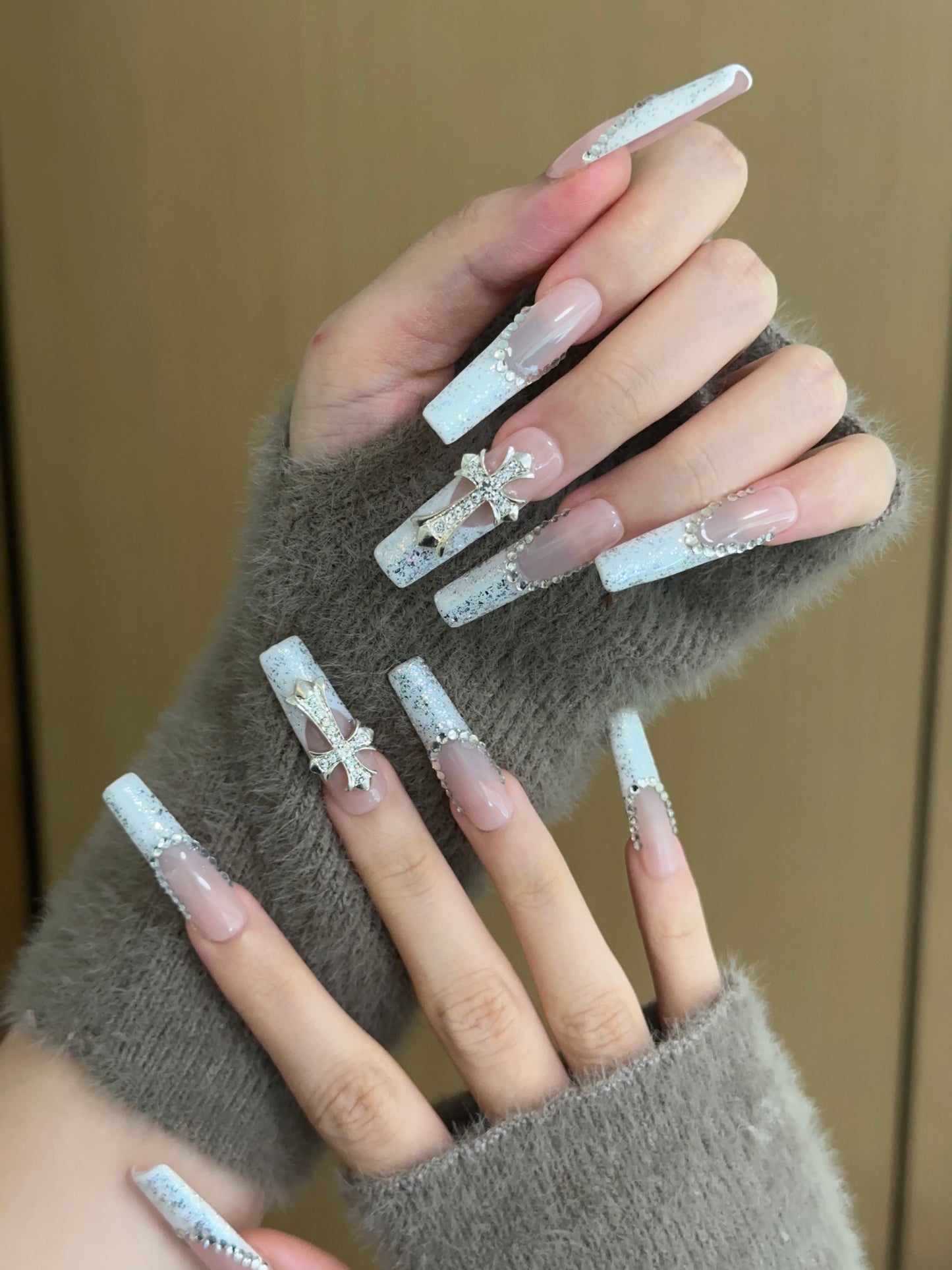 Coffin-Long Nail-French Nail-3D Art (10pcs) OMGXX36001