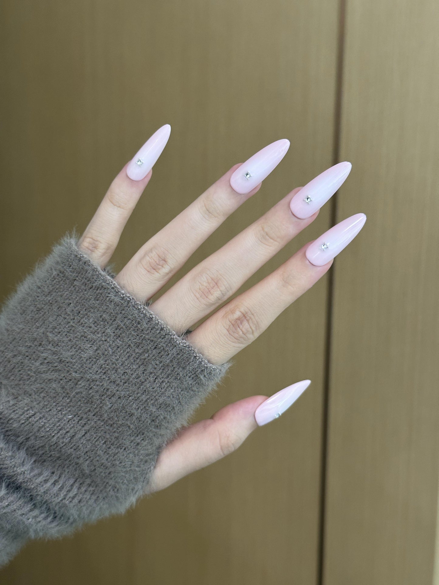 Oval-Long Nail-Pink-Ombre-Glisten (10pcs) OMZXX058
