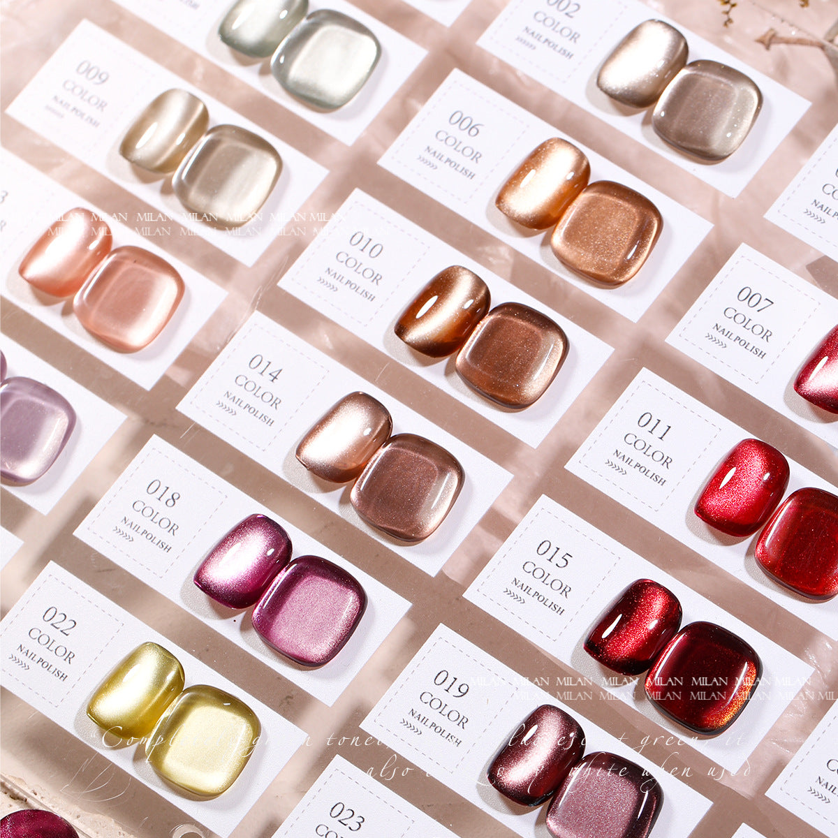 MILAN 24 Colors Cat's Eye Gel Nail Polish Kit 15ml/pcs (with Display Board)