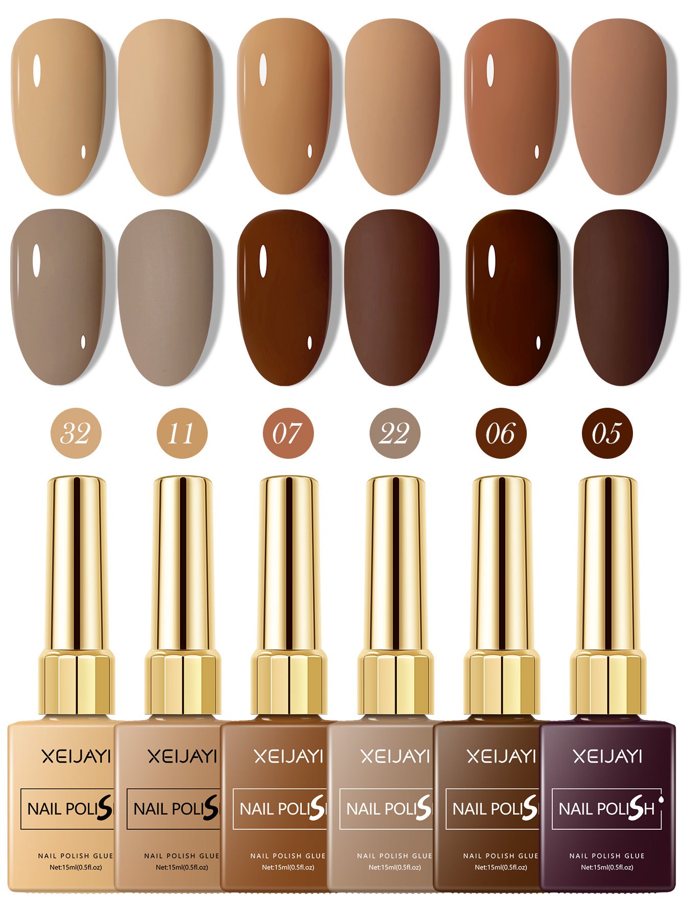 6 Colors Brown Series Gel Nail Polish