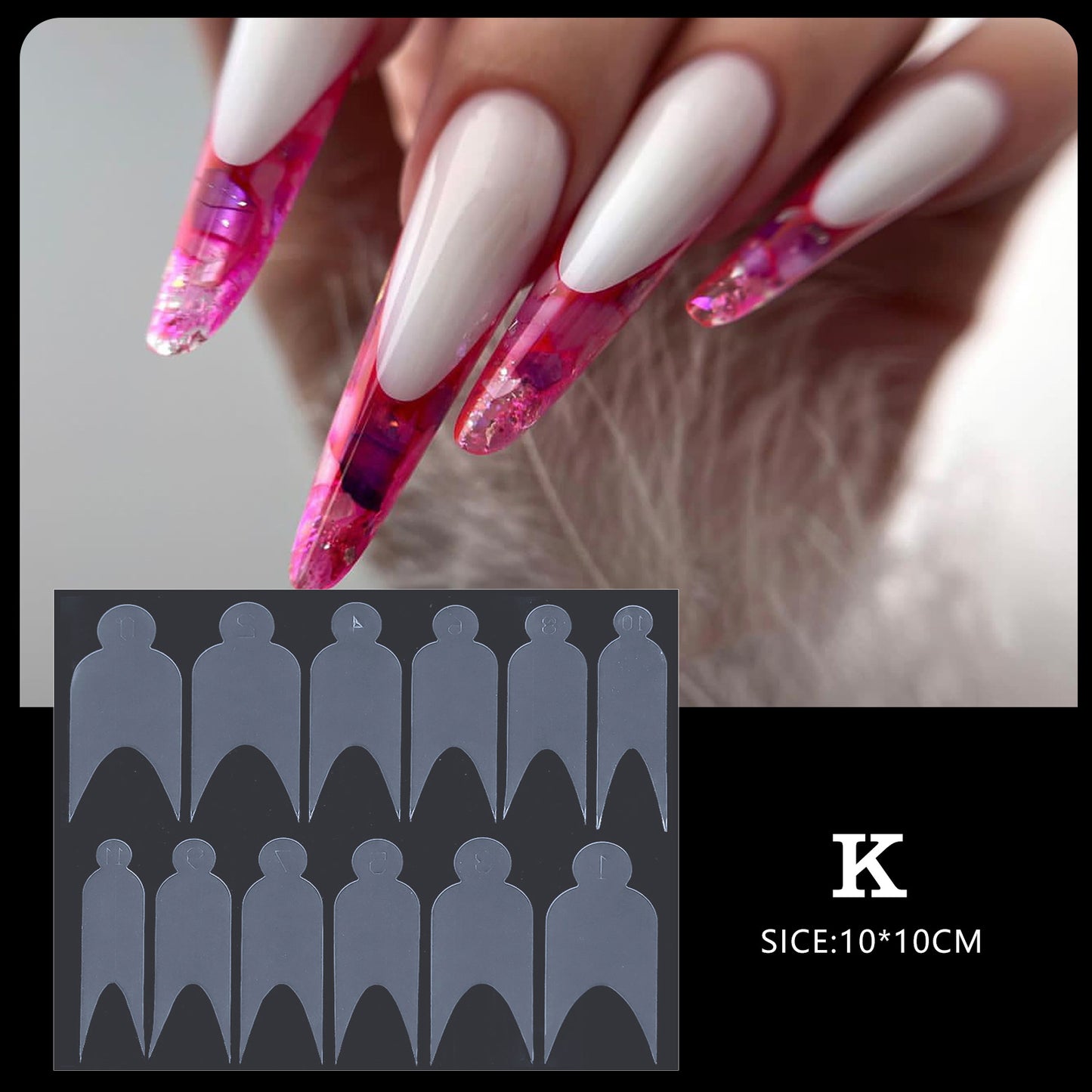 1 Sheet Nail Forms Mould Sticker 12pcs