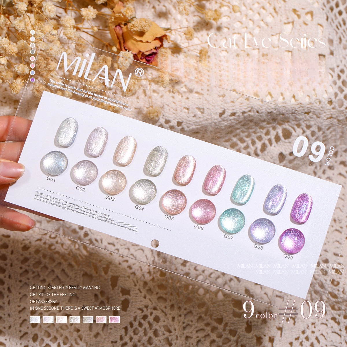 MILAN 10 Colors Cat's Eye Gel Nail Polish Kit 15ml/pcs (with Display Board)