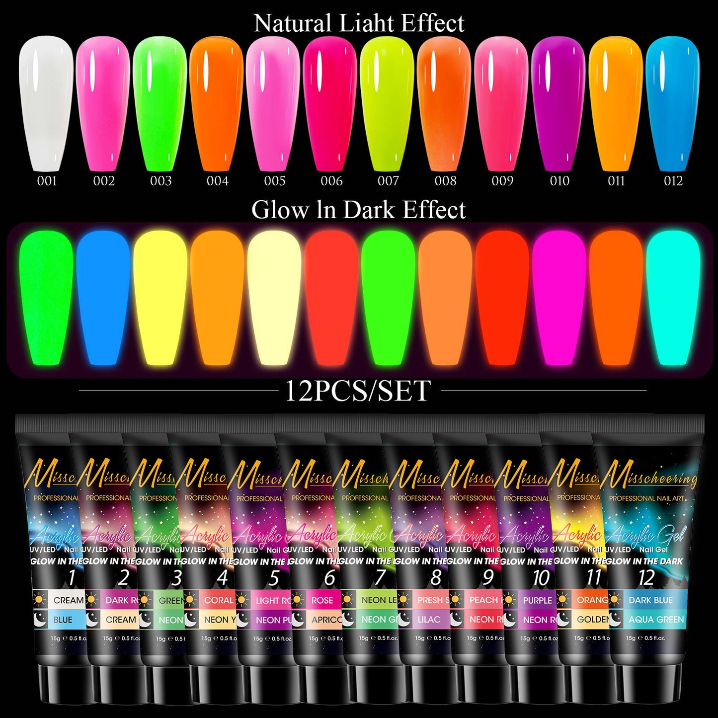 Misscheering Glitter Poly gel 12 Color 15g