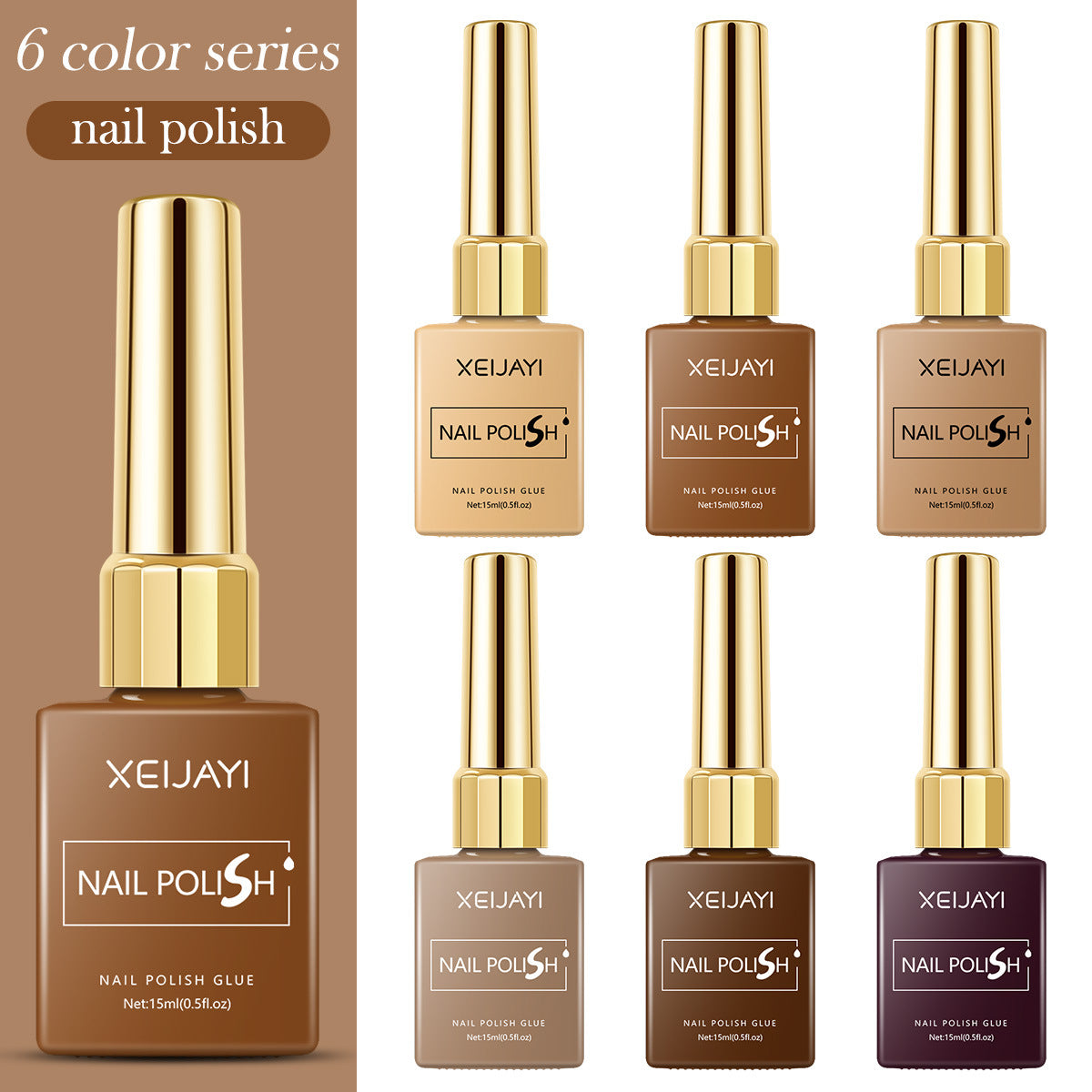 6 Colors Brown Series Gel Nail Polish
