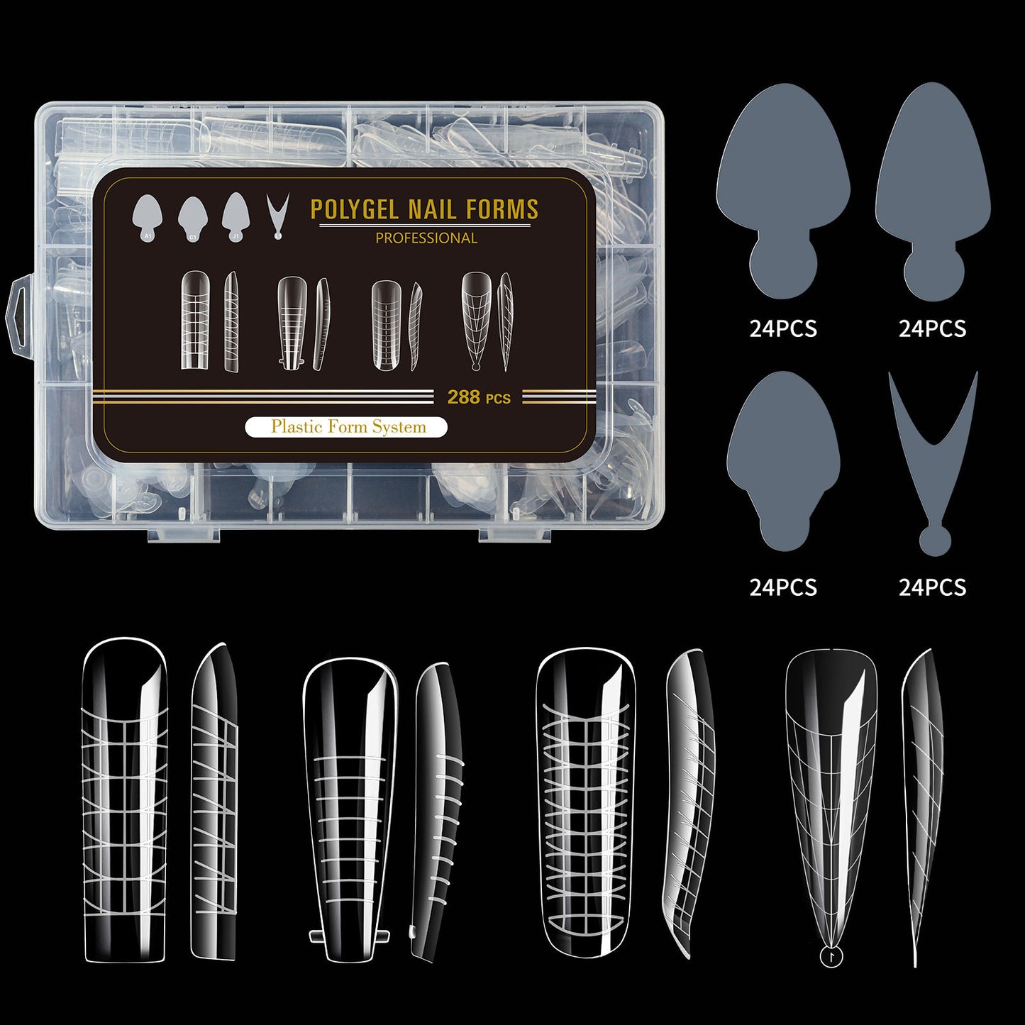 288pcs Polygel Nail Forms