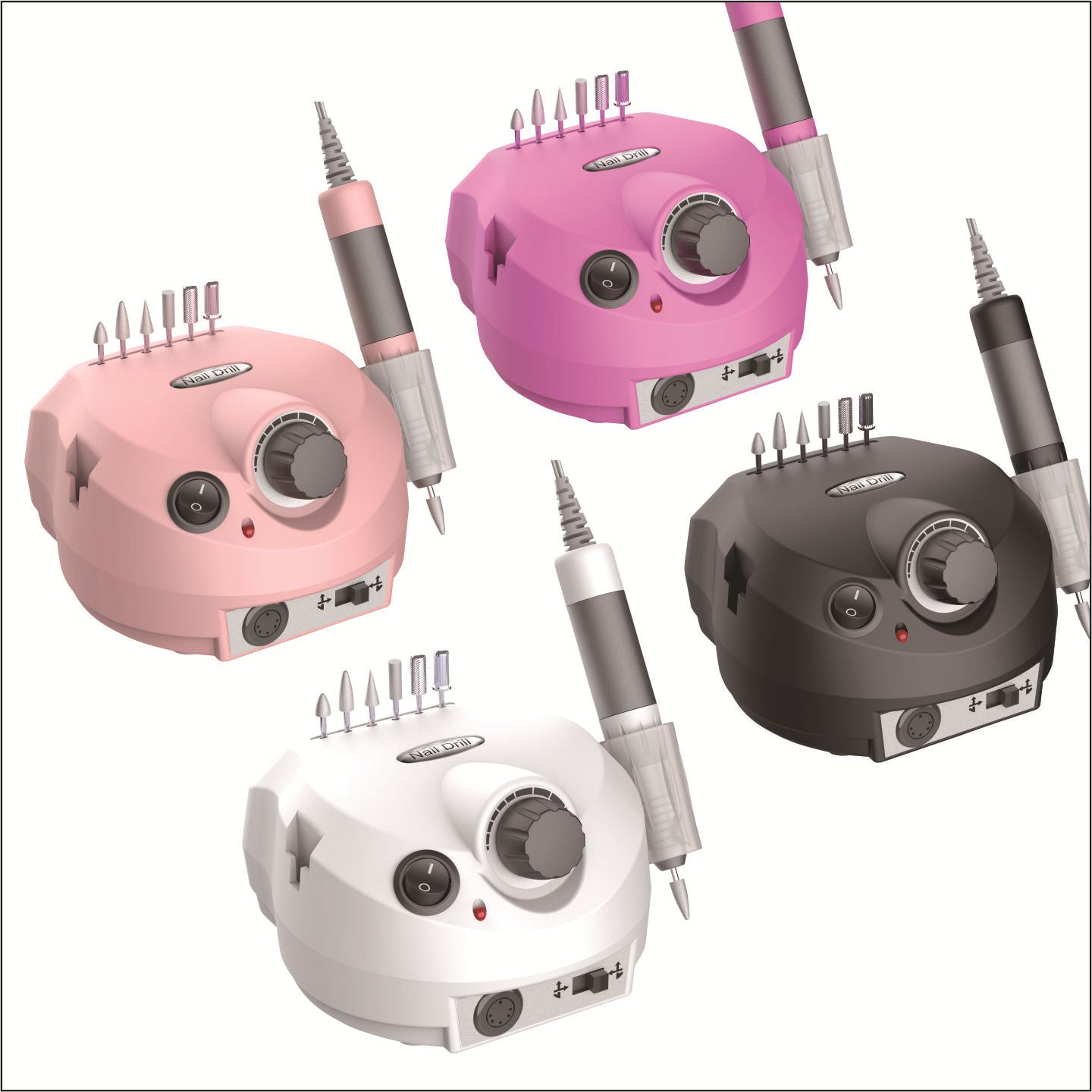 30W Professional Electric Nail File Efile Set with 6 Nail Drill Bits & Bands