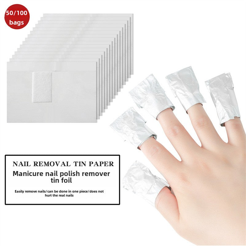 50/100 PCS Nail Polish Remover Gel Nail Foil Wraps Aluminium Soak Off Foils Cotton Pads