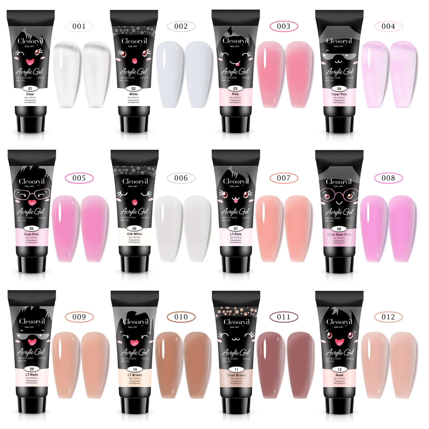 12 Colors Nail Extension Gel Kit