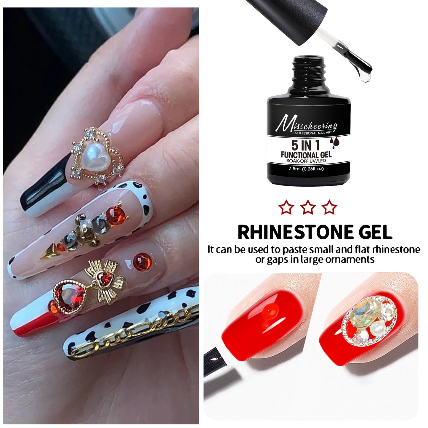 Misscheering 5IN1 FUNCTIONAL GEL SOAK-OFF UV/LED 7.5ml (0.26f.oz)