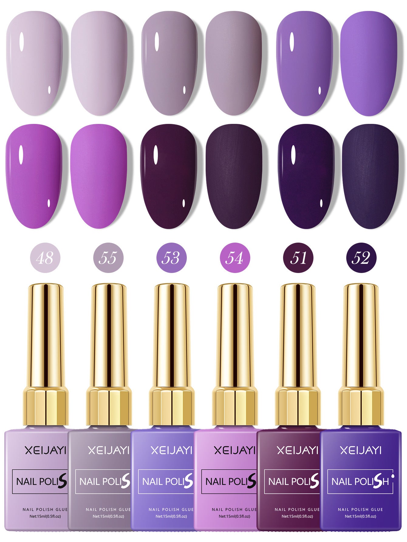 6 Colors Purple Series Gel Nail Polish