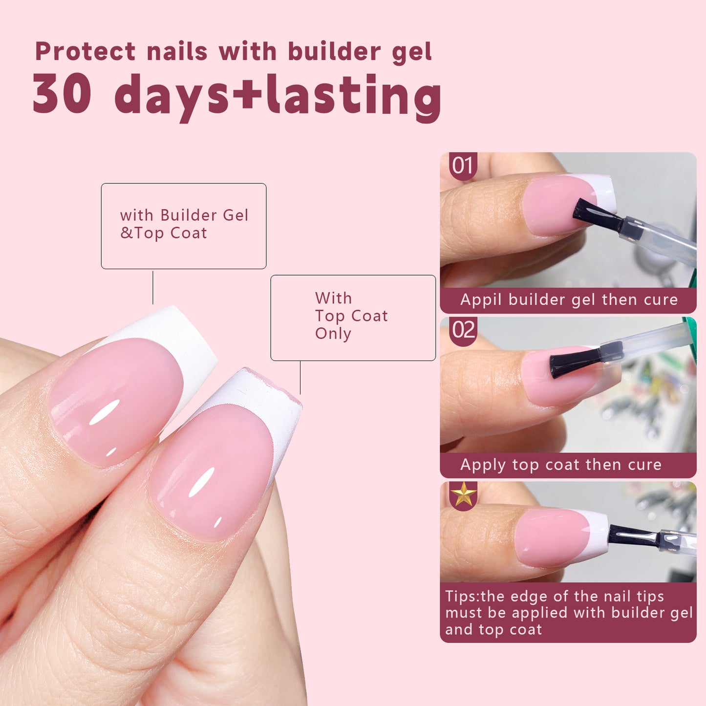 Medium French Tip Press On Nails In 150PCS