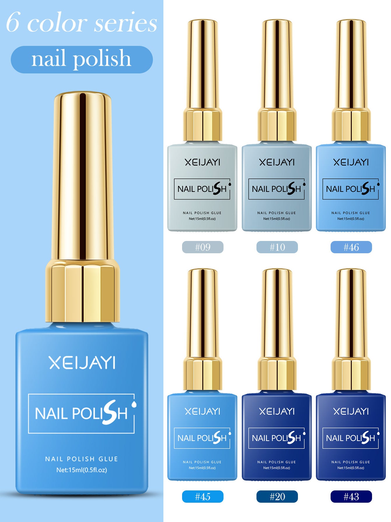 6 Colors Blue Series Gel Nail Polish