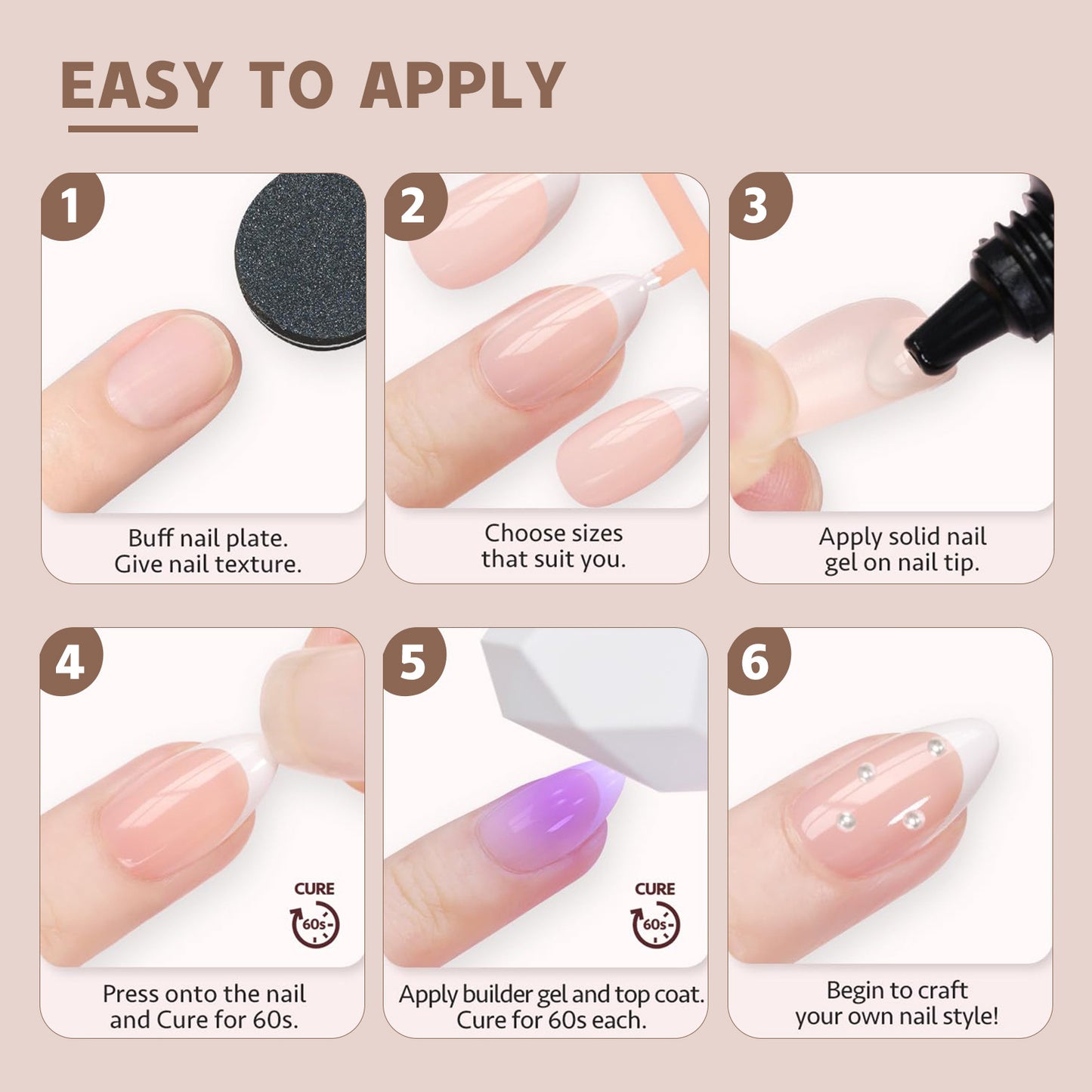 Almond Square Coffin French Tip Press On Nails 150PCS